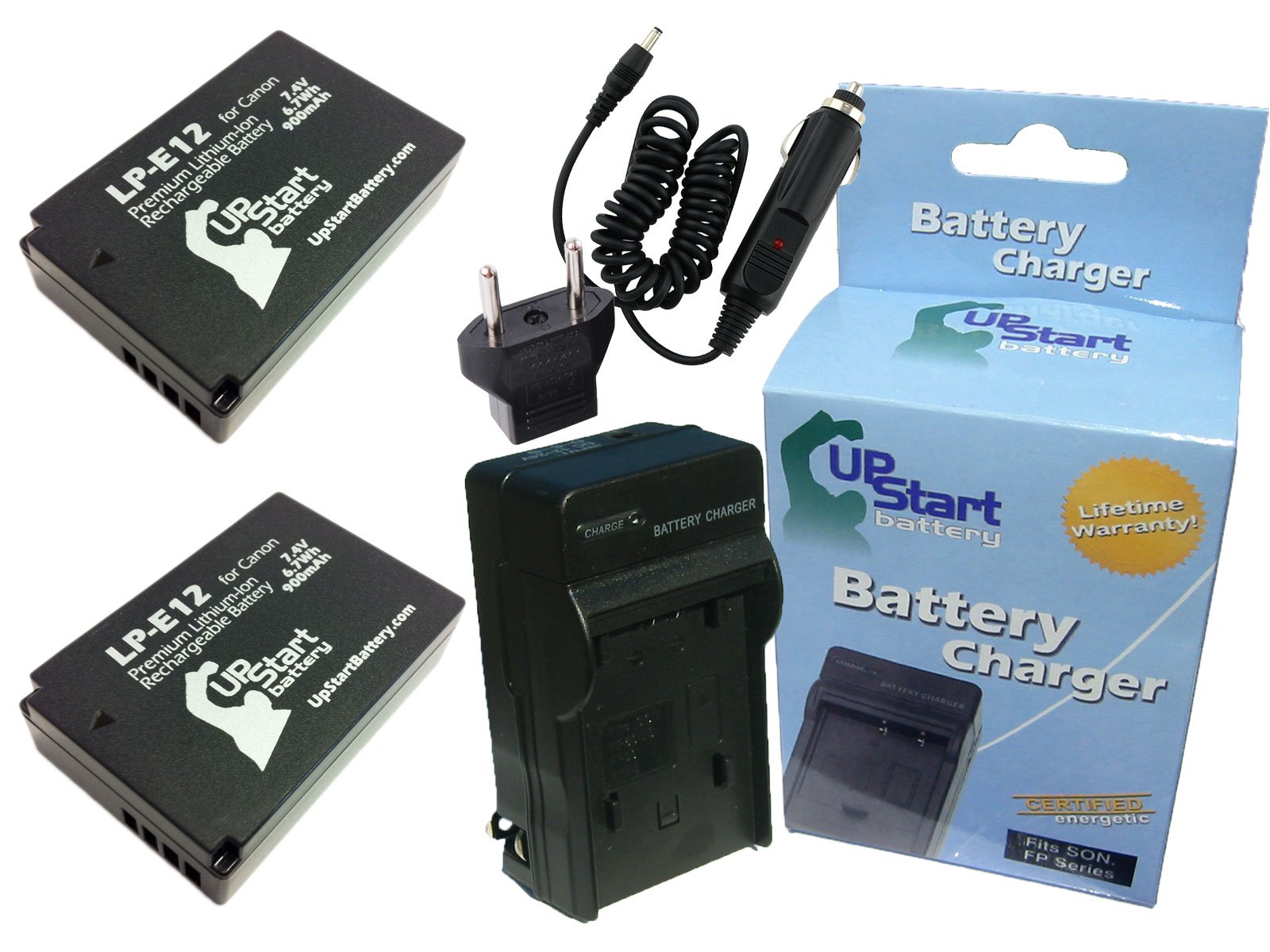 Canon LP-E12 Battery & Charger Kit - 2 Pack for EOS Rebel SL1 - Travel & Home Use