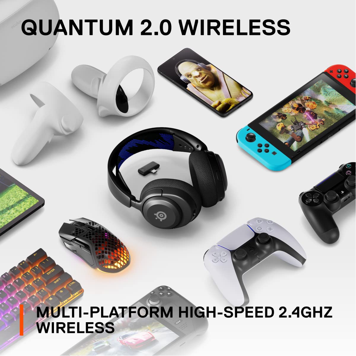 SteelSeries Arctis Nova 4P Wireless Gaming Headset - 360° Spatial Sound, 2.4GHz High-Speed Wireless, 36-Hour Battery, USB-C, Gen 2 Mic - Compatible with PlayStation, PC, PSVR 2 & Switch - Perfect for Competitive Gaming & Immersive VR Experiences