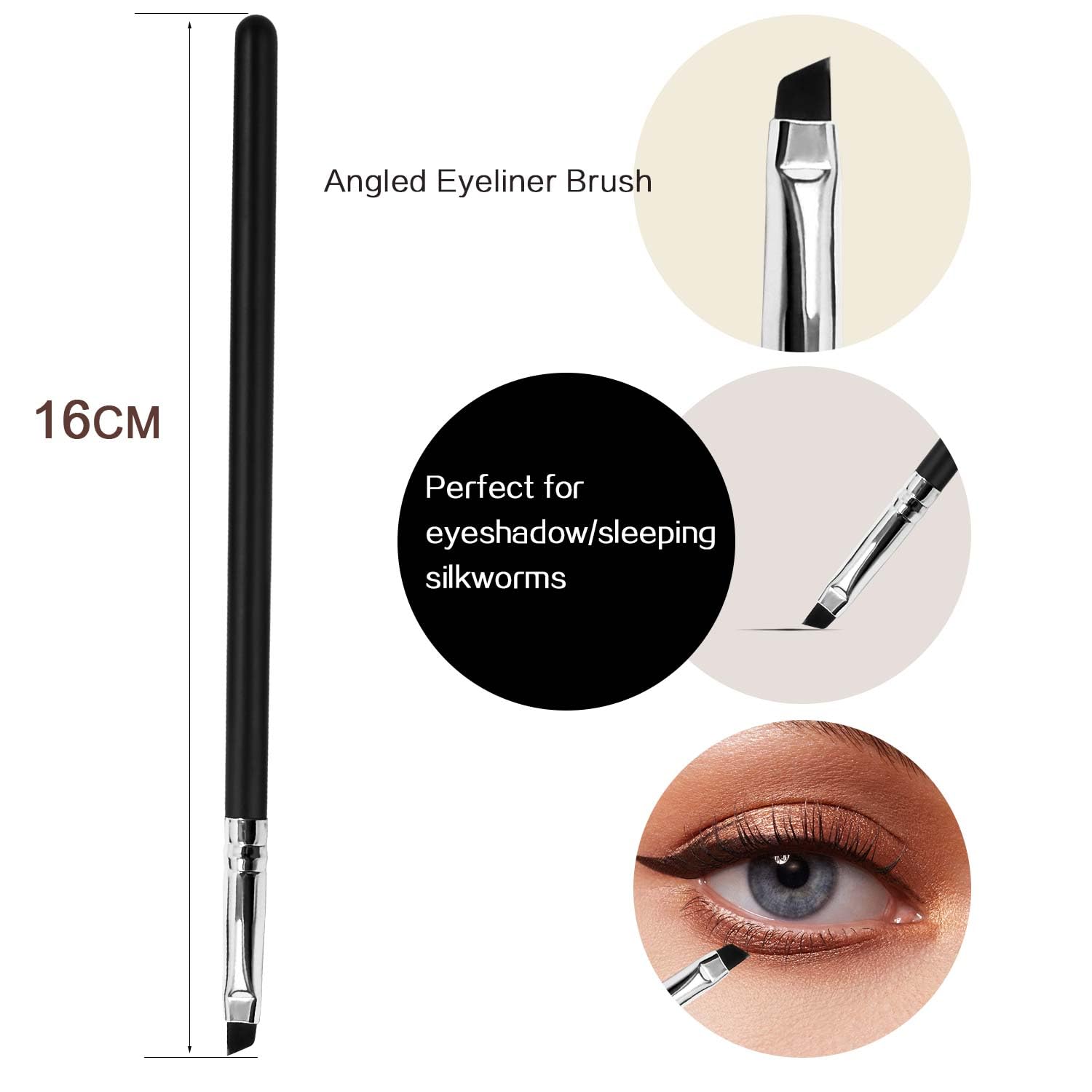 **Professional Makeup Brush Set - Eyeliner, Eyebrow, Eyeshadow & Concealer Brushes for Precise Application - 3PC Fine Point, Angled & Flat Thin Definer Brushes - Perfect for Contouring, Smokey Eyes & Flawless Makeup**