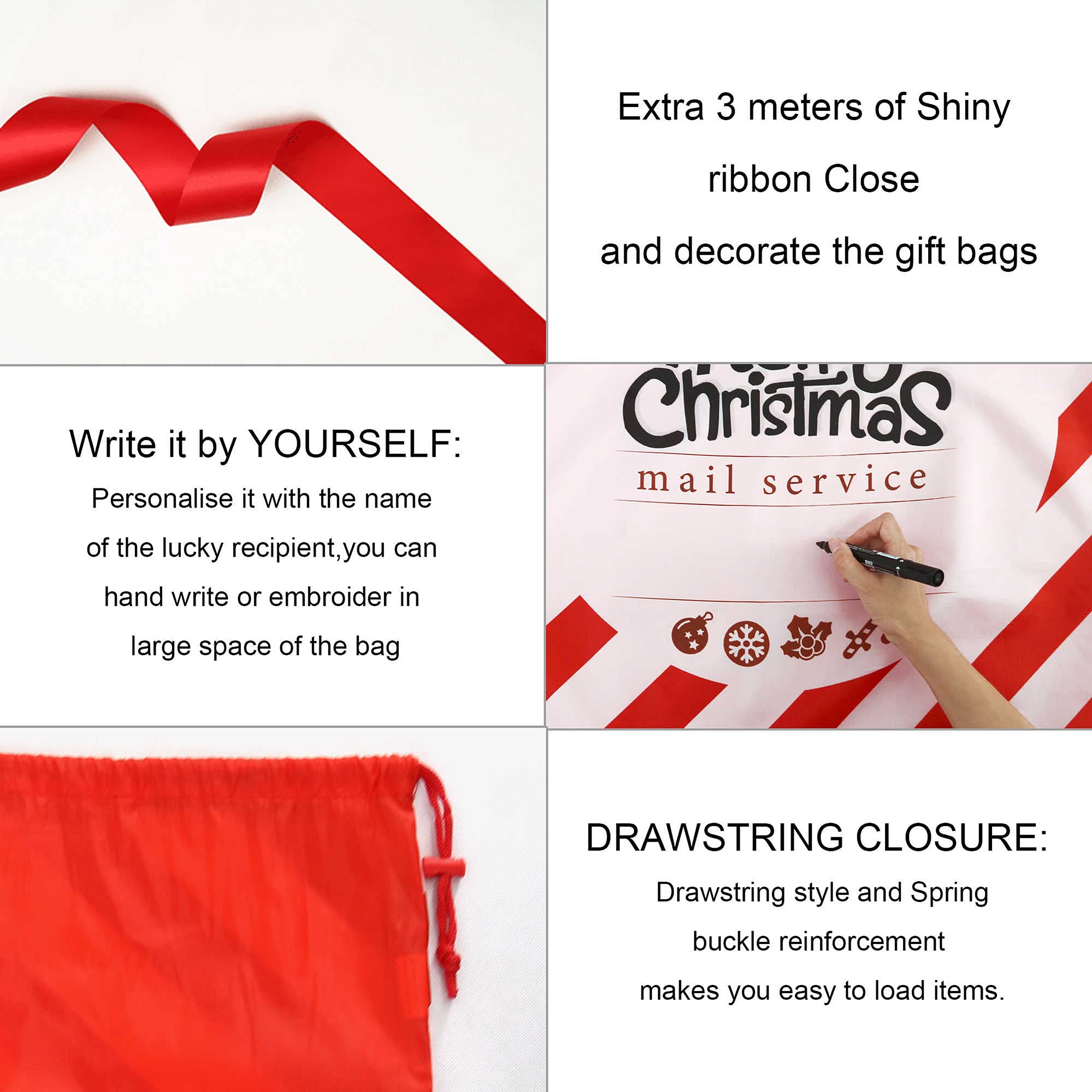 BeeGreen 2-Pack Extra Large Christmas Gift Bags 27.6x42 Inch - Heavy Duty Santa Sack Drawstring Bags for Holiday Wrapping, Family Gifts & Party Favors - Perfect for Christmas Morning, Secret Santa Exchanges & Festive Home Decor