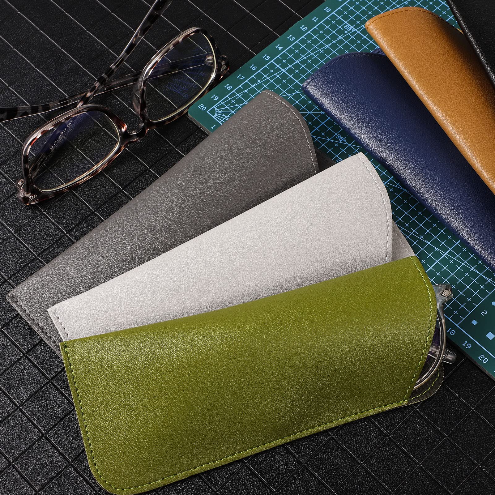 6 Pack Soft Leather Glasses Cases for Women Men & Kids - Durable Travel Eyeglass Holder for Sunglasses & Reading Glasses | Perfect for Travel, Office & Daily Use