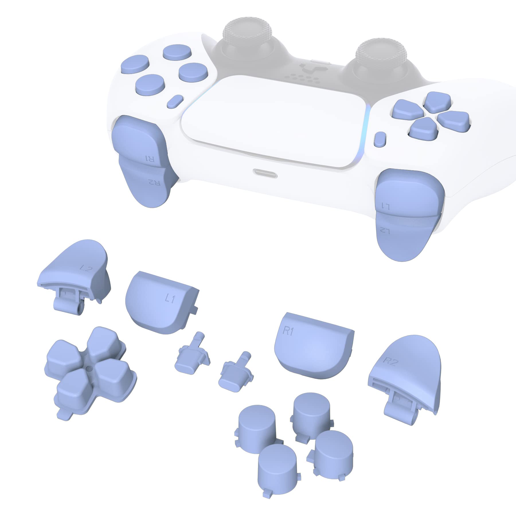ExtremeRate Light Violet PS5 Controller Button Set - Replacement D-Pad, R1 L1 R2 L2 Triggers, Share & Options Buttons for BDM-010 & BDM-020 | Enhanced Gaming Performance for FPS, Racing & Action Games