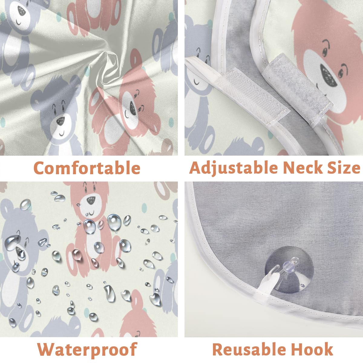 Cartoon Bear Polka Dot Beard Bib for Men - Non-Stick Shaving Apron with Suction Cups, Hair Catcher Cape for Grooming - Perfect Birthday Gift for Husband & Dad (Great for Barbershops, Home Shaving & Beard Care)
