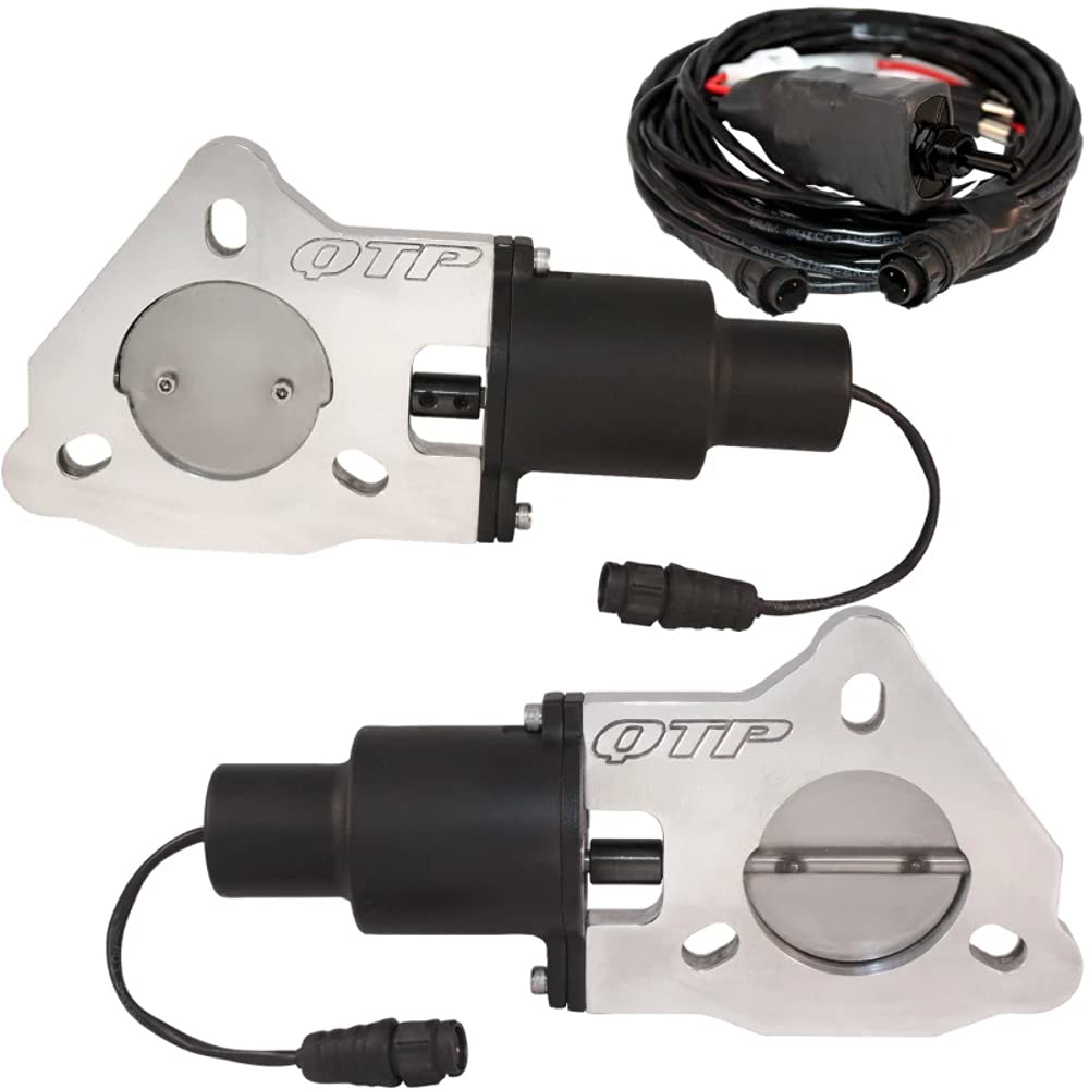 QTEC45 Dual 2.25 Inch QTP Electric Exhaust Cutout Valves - High Performance for Muscle Cars, Trucks & Off-Road Vehicles - Perfect for Racing & Custom Builds