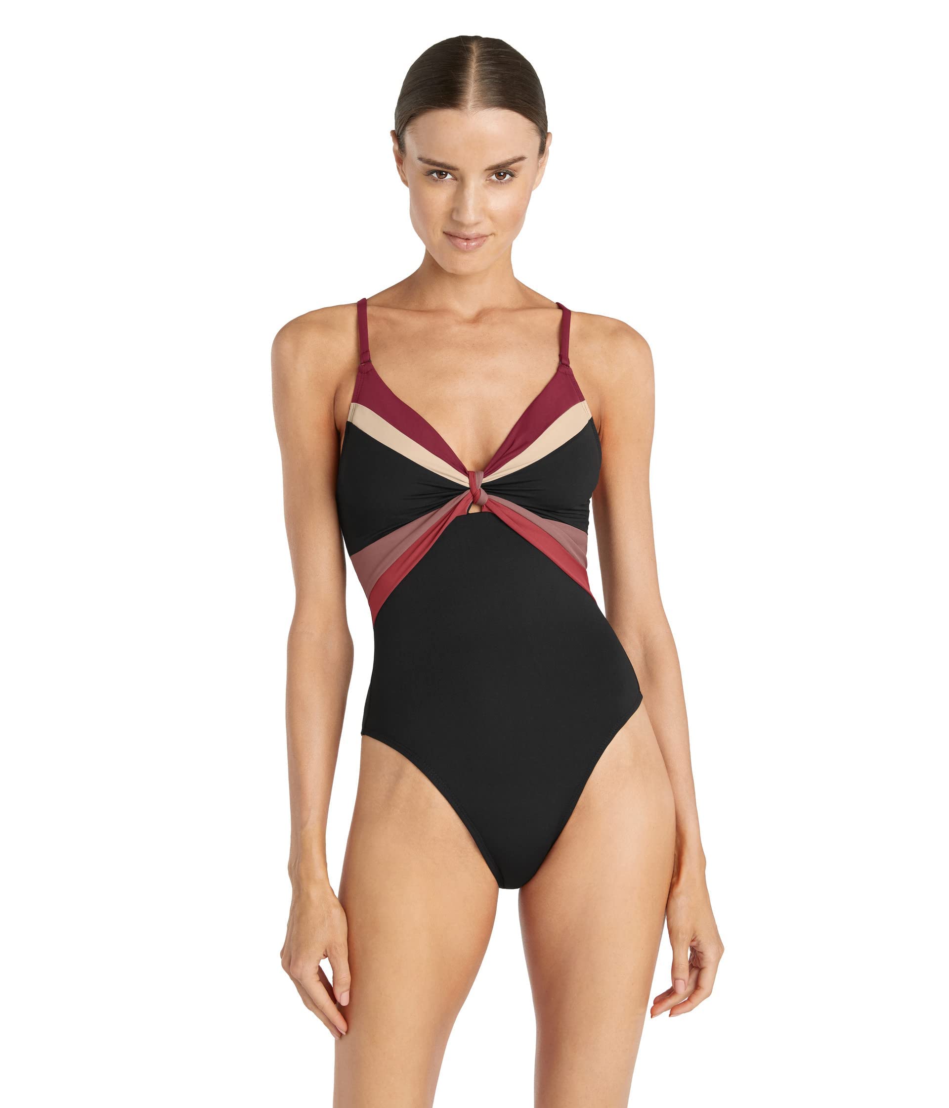 Robin Piccone Billie One-Piece Swimsuit - Black & Rose Combo | High Waisted Retro Bathing Suit for Women | Perfect for Beach Vacations, Pool Parties & Summer Getaways