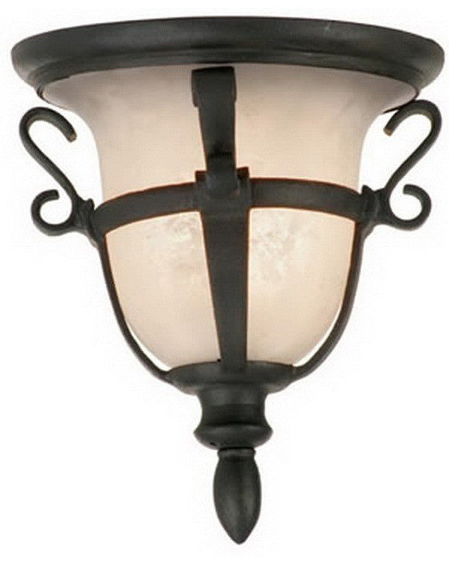 Energy Efficient Fluorescent Ceiling Light Fixture - Kalco Lighting 9407 MBPL Flush Mount for Interior & Exterior Use in Mayan Bronze Finish - Perfect for Hallways, Garages, and Covered Patios