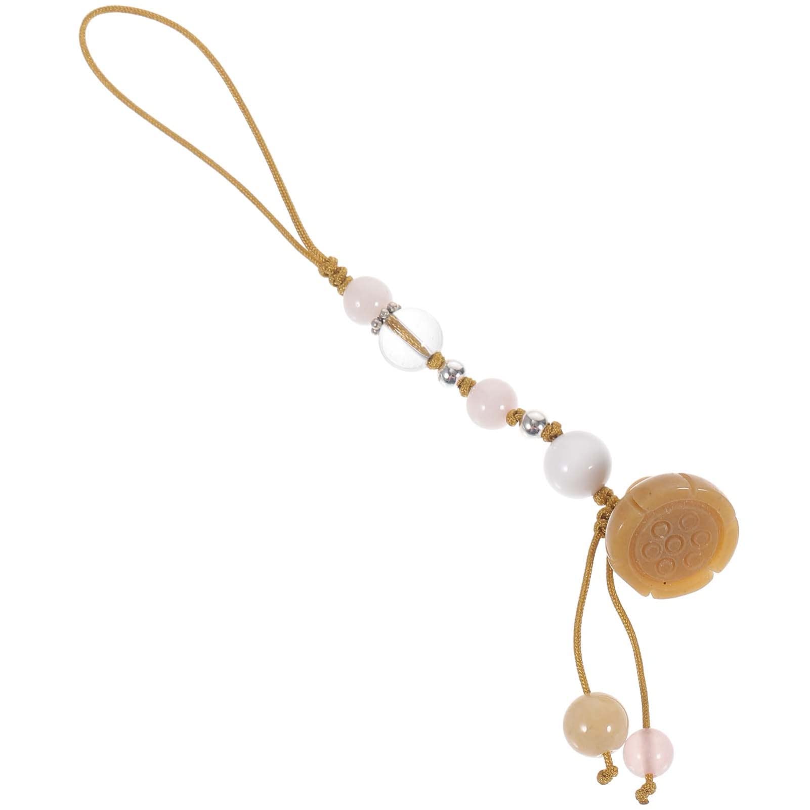 Hemobllo Jade Agate Phone Strap - Creative Keychain & Car Hanging Pendant - Elegant Phone Charm for Mobile, Keys, Car Decor & Fashion Accessories (Yellow) | Perfect for Daily Use, Gifts & Personal Style Enhancement