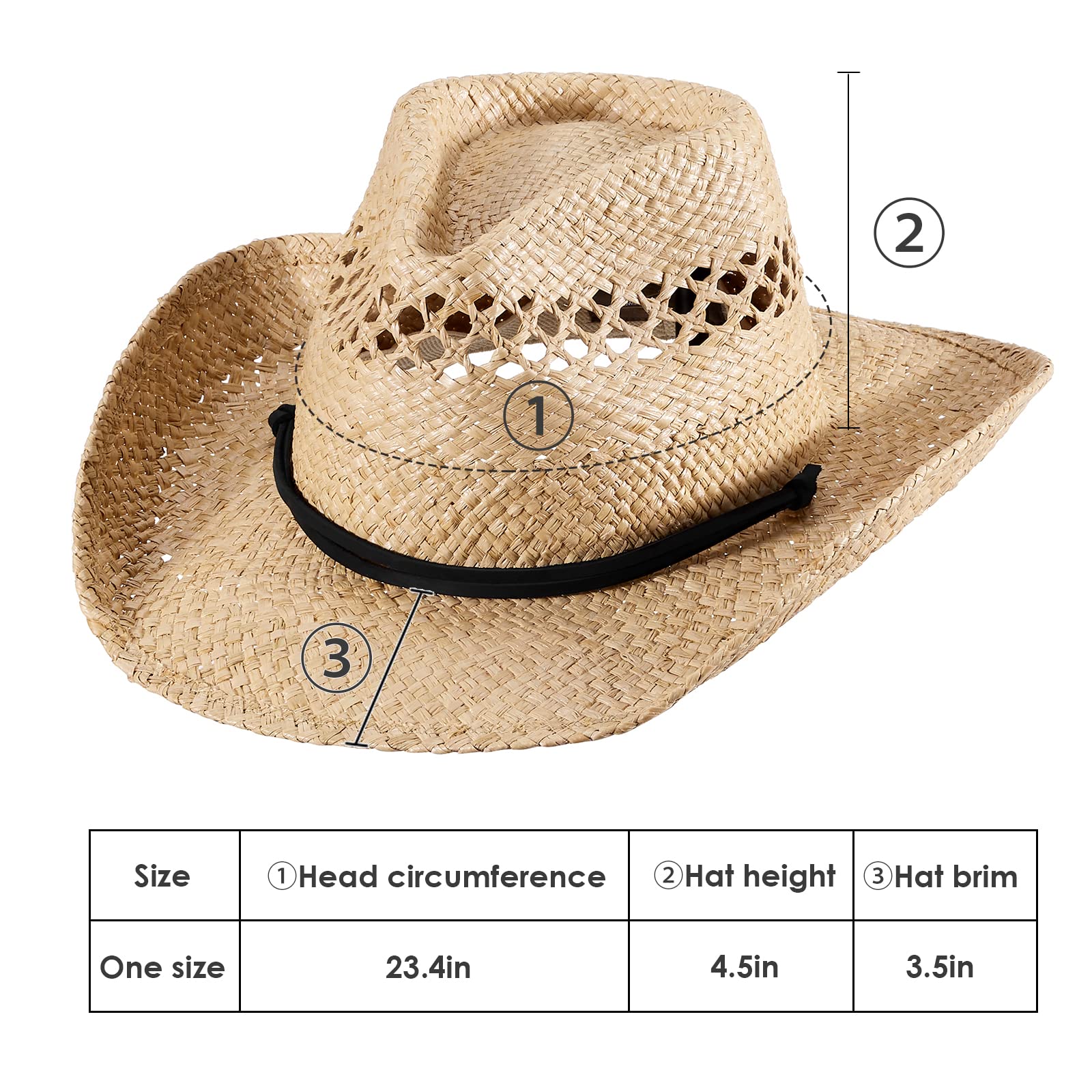 Stylish Brown Straw Cowboy Hat for Men & Women - Western Cowgirl Hat with Exquisite Decorative Band | Perfect for Ranchers, Outdoor Adventures & Country Music Festivals