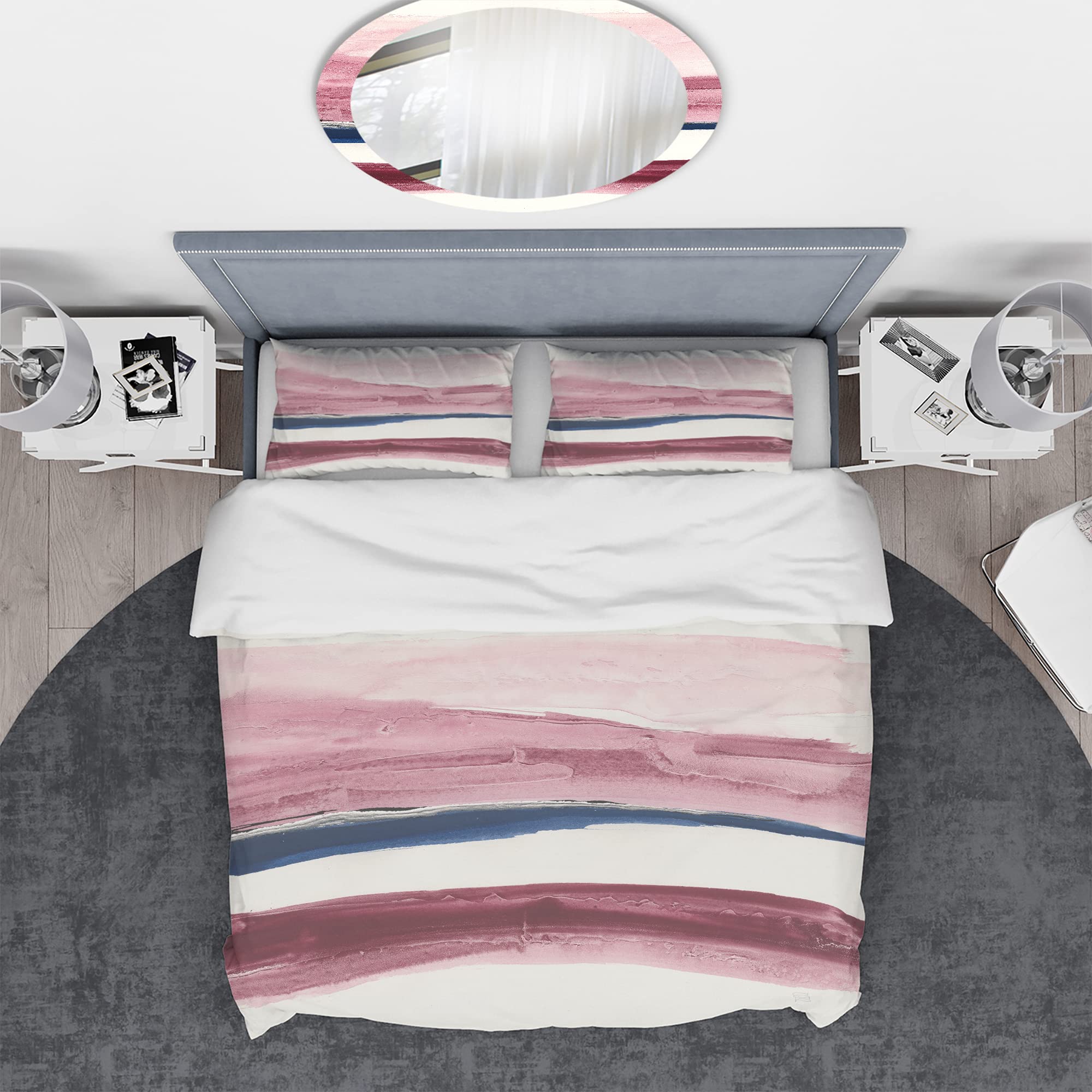 Shabby Chic Duvet Cover Set King - Blue Abstract Bedding for All Seasons | Cozy Home Decor