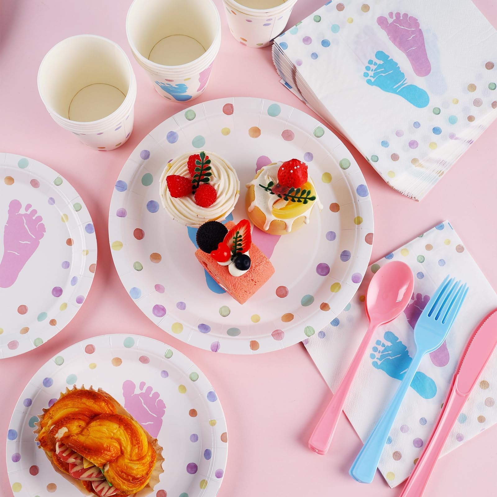 175-Piece Gender Reveal Party Supplies Set - 25 Disposable Plates & Napkins for Baby Shower (Pink & Blue) - Perfect for Gender Announcement Parties, Baby Showers & Celebrations
