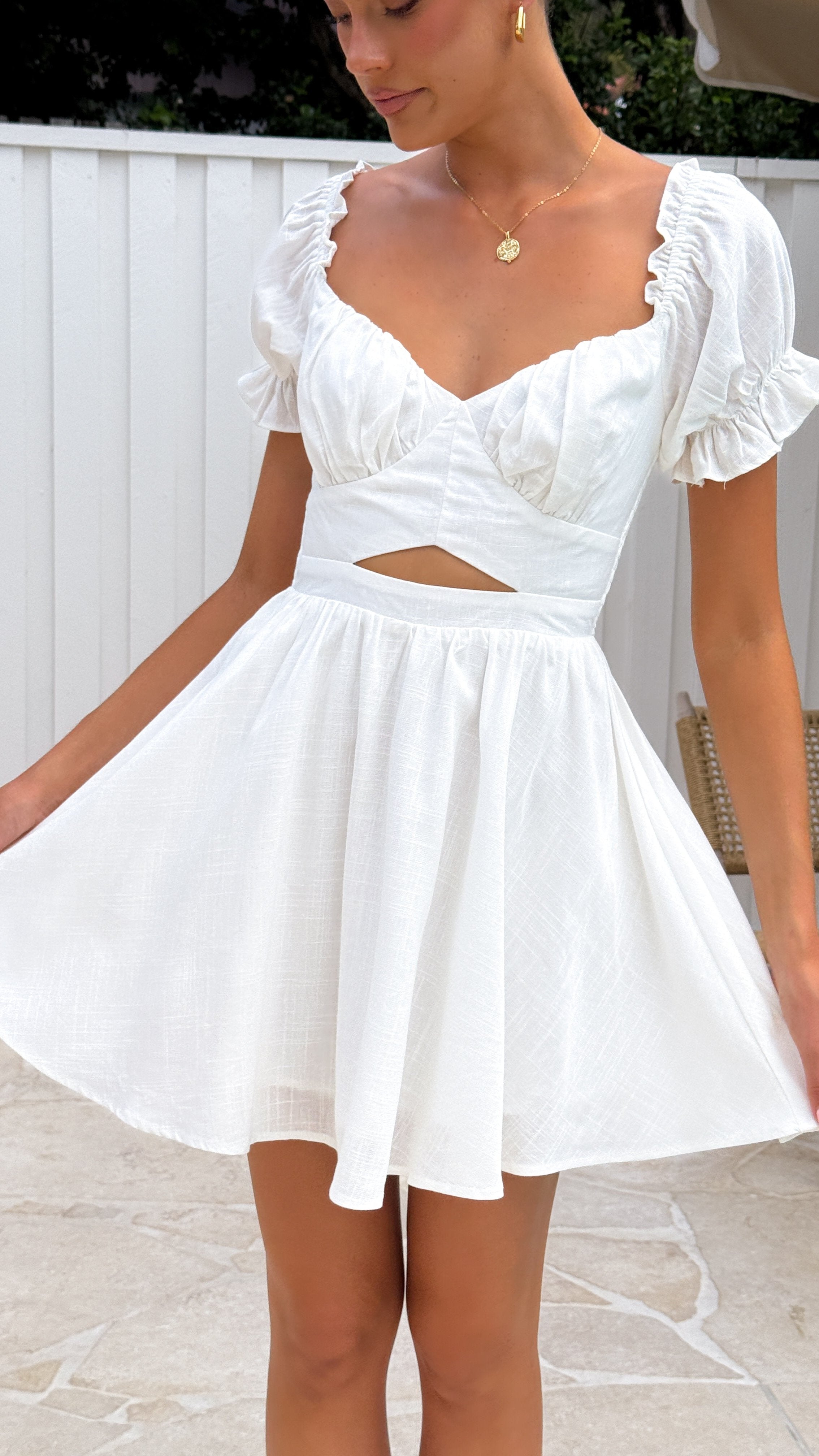 Elegant White Magnolia Mini Dress for Women - Perfect for Summer Parties & Casual Outings