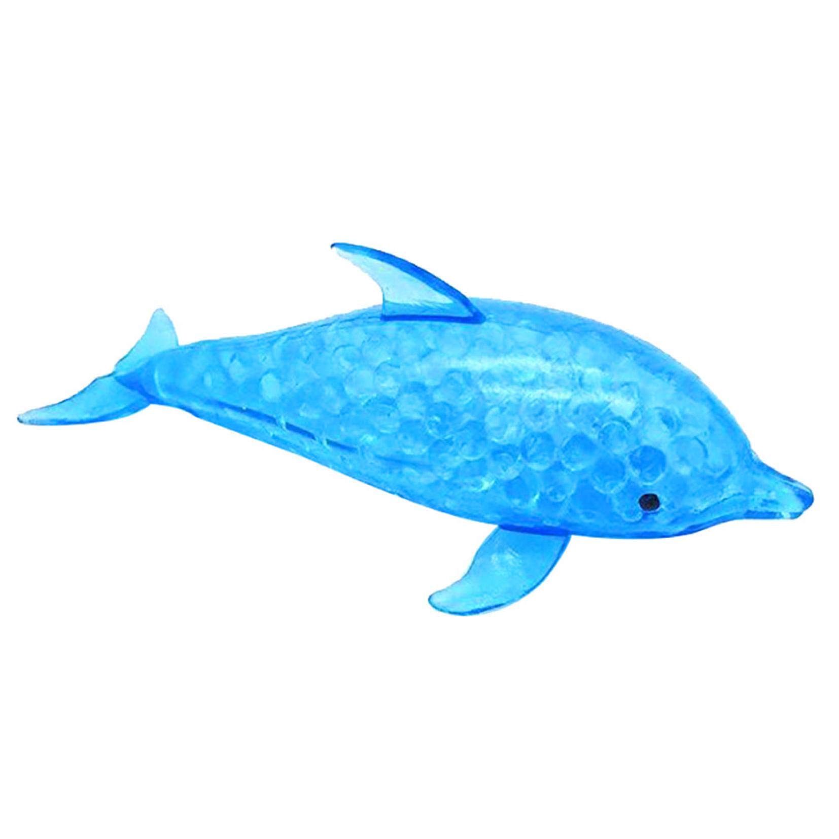 1PC Stress Relief Spongy Dolphin Bead Toy - Cute Kawaii Squishy Sensory Fidget Toy for Kids & Adults - Anxiety Relief & Focus Aid - Perfect for Classrooms, Offices & Travel (Blue, 10ml)