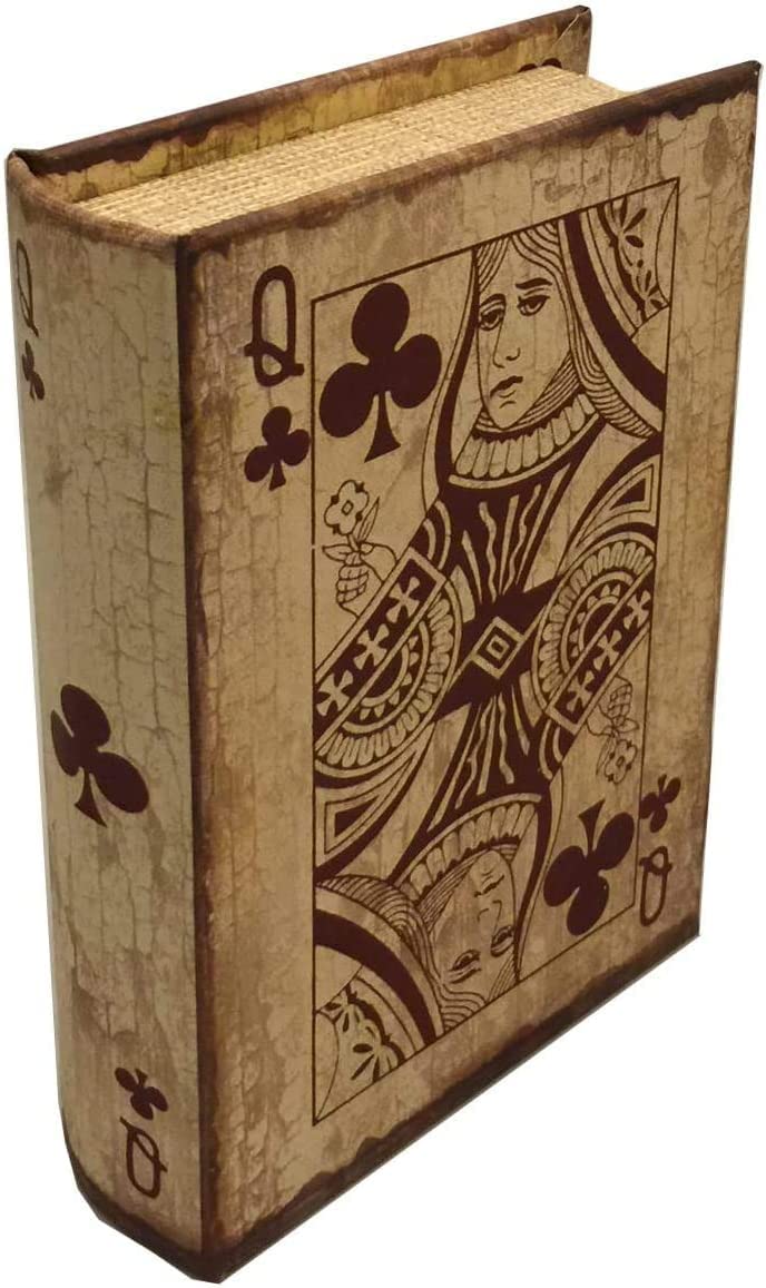 Queen of Clubs Playing Card Book Box - Unique Collectible Gift for Card Game Enthusiasts | Perfect for Magic Tricks, Poker Nights & Themed Parties