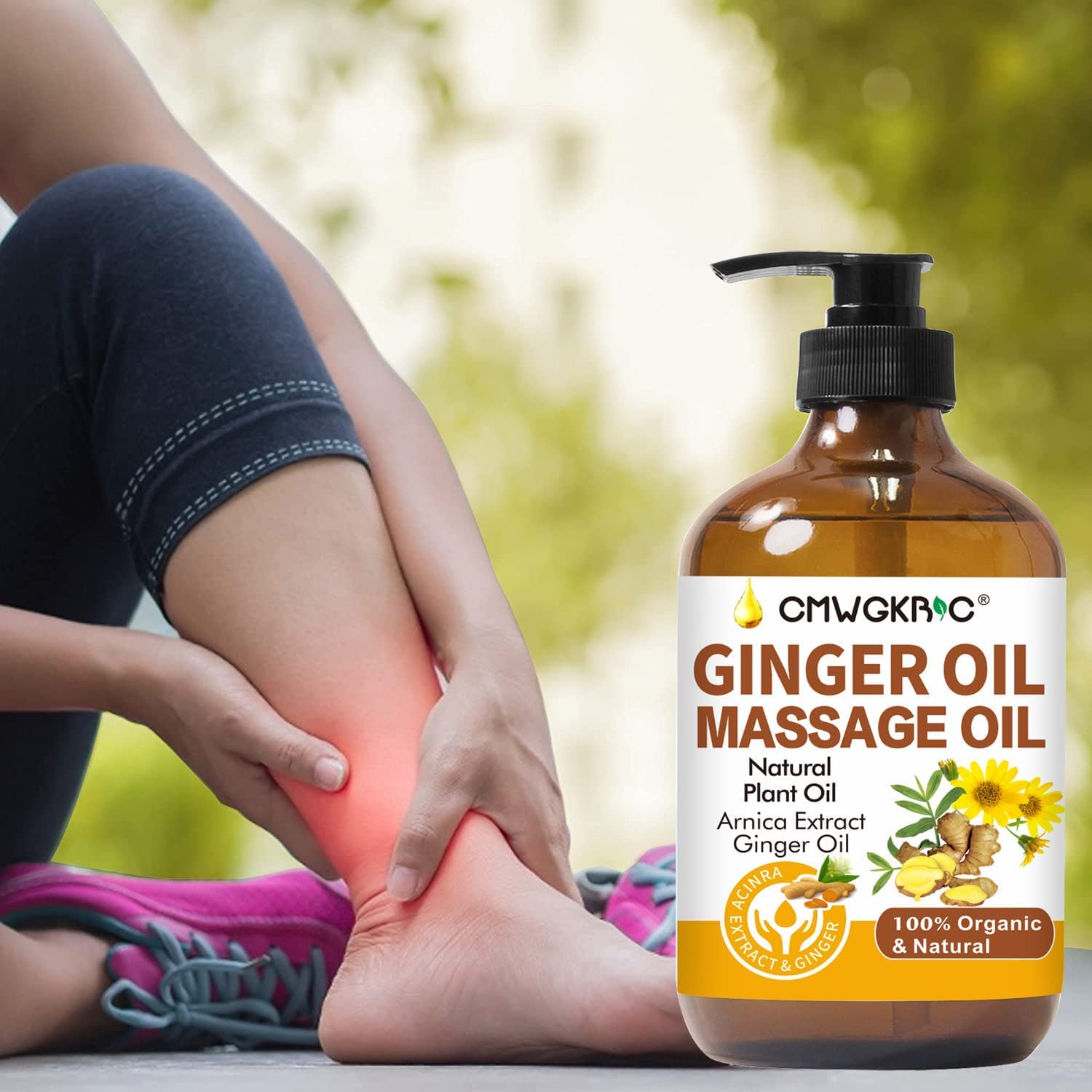 **Organic Ginger Oil for Lymphatic Drainage & Muscle Relief – Natural Warming Massage Oil with Arnica for Skin Care, Relaxation & Mother’s Day Gifts – Perfect for Aromatherapy, Post-Workout Recovery & Stress Relief**