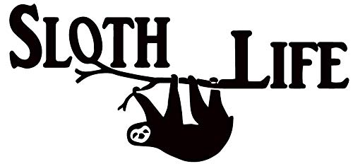 2 Pack Sloth Life Vinyl Decals - 'Kick Back & Relax' Green Die-Cut Stickers HGC3040 for Cars, Laptops, Water Bottles - Perfect for Home, Office & Gifts
