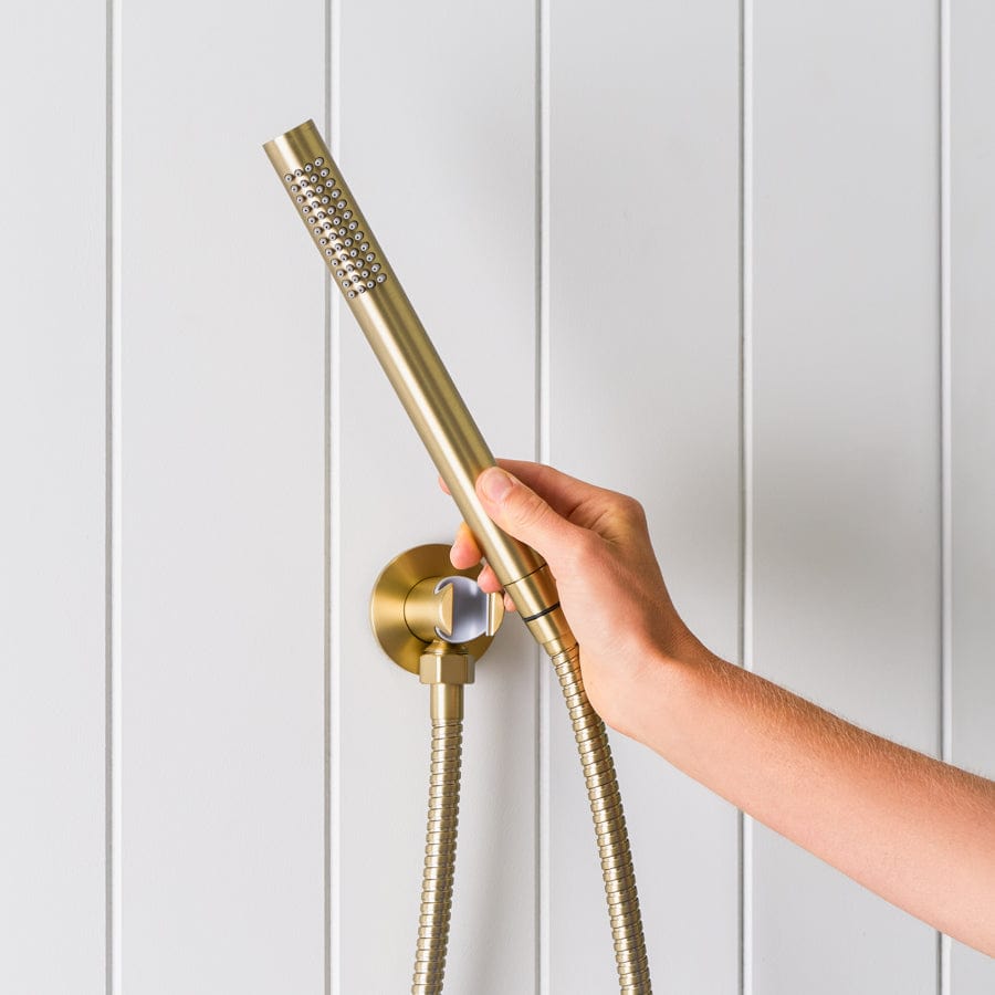 Brushed Brass Shower Hose with Sprayer - High Pressure Flexible Shower Head Extension for Bathroom, Kitchen, and RV Use
