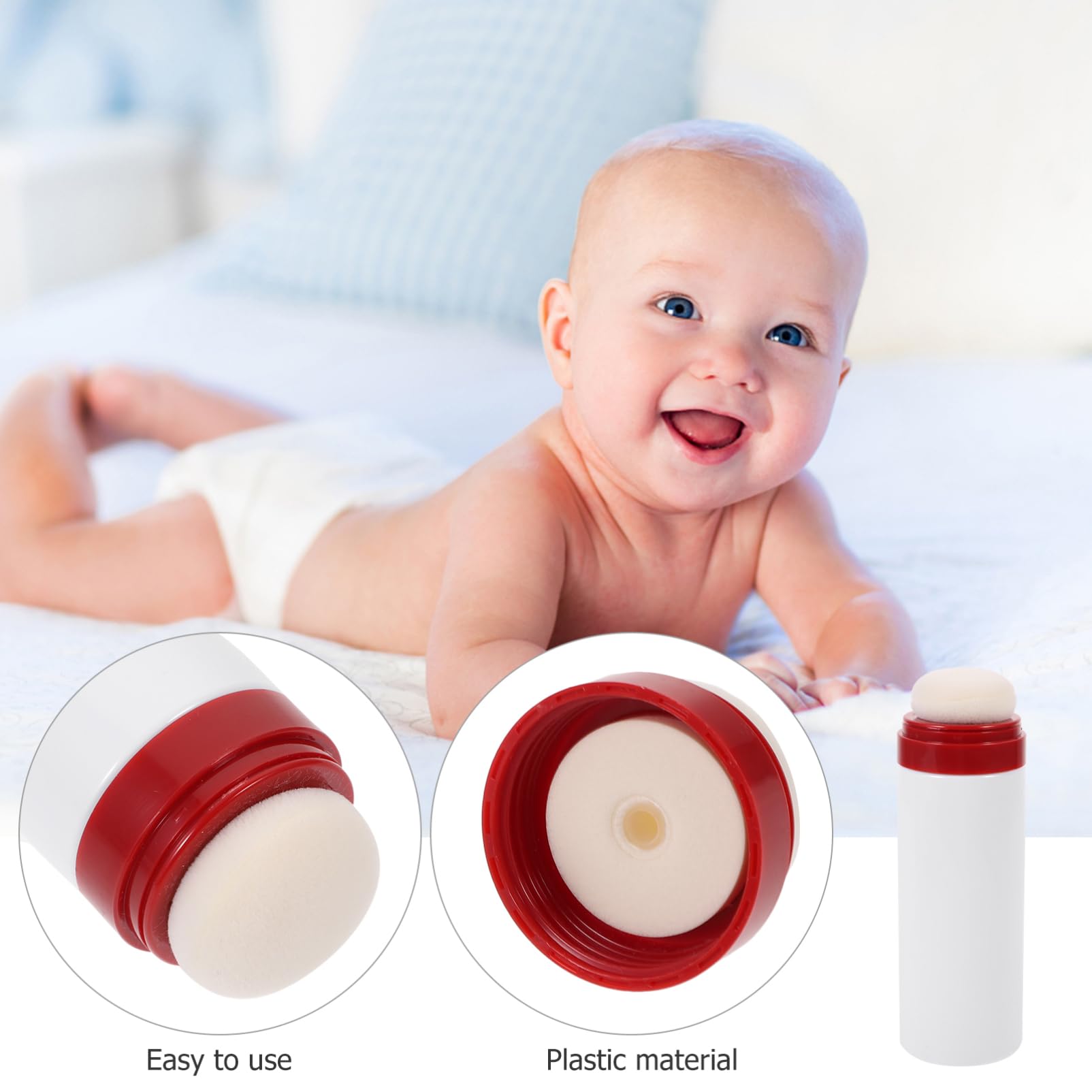 Mobestech Baby Powder Sponge with Puff - Portable Talcum Powder Box for Babies & Adults | Gentle Body Powder for Diaper Rash, Chafing & Sweat Absorption