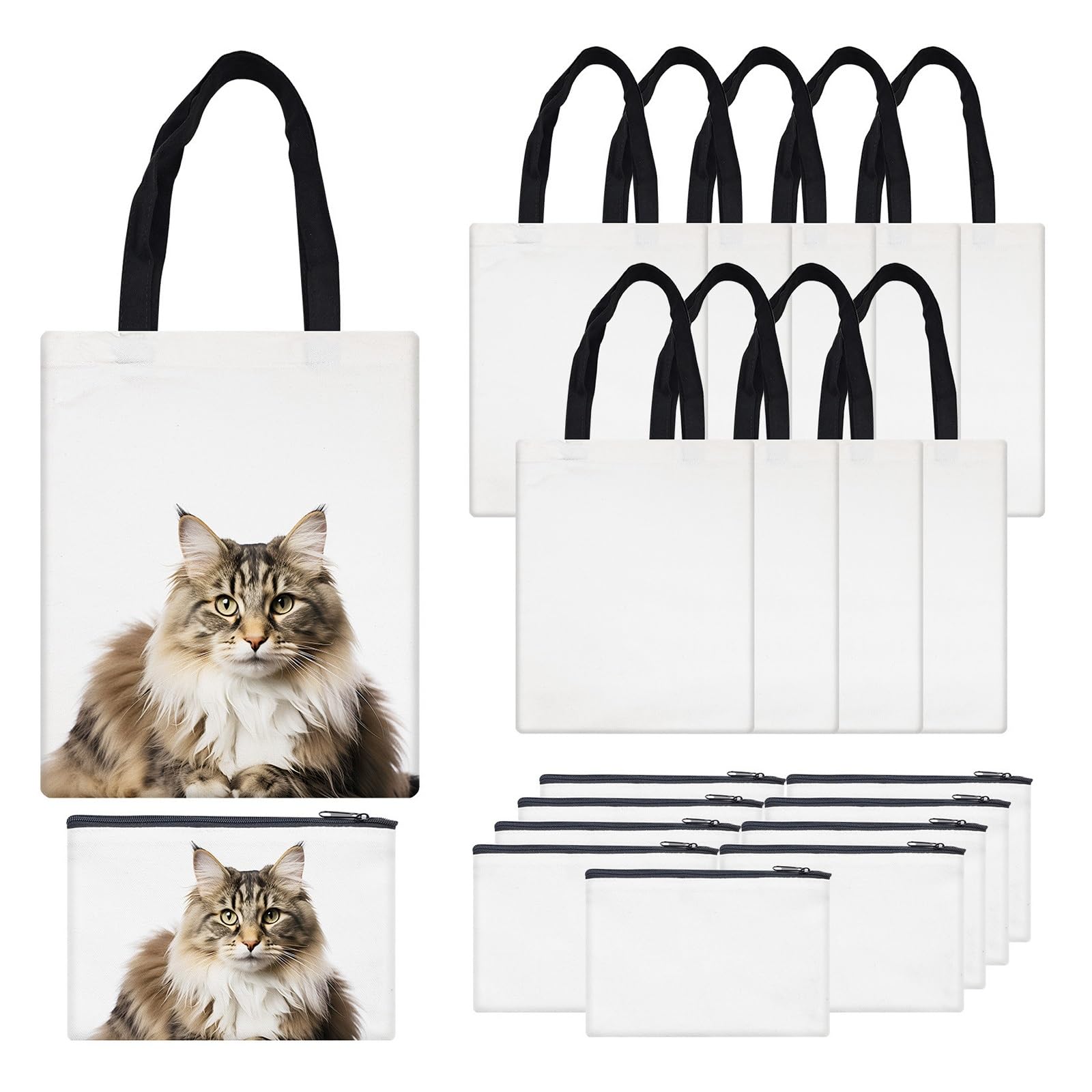 20-Pack Sublimation Blank Tote Bags - Bulk Canvas Makeup & Shopping Bags for DIY Customization - Perfect for Gifts, Promotions & Personal Use