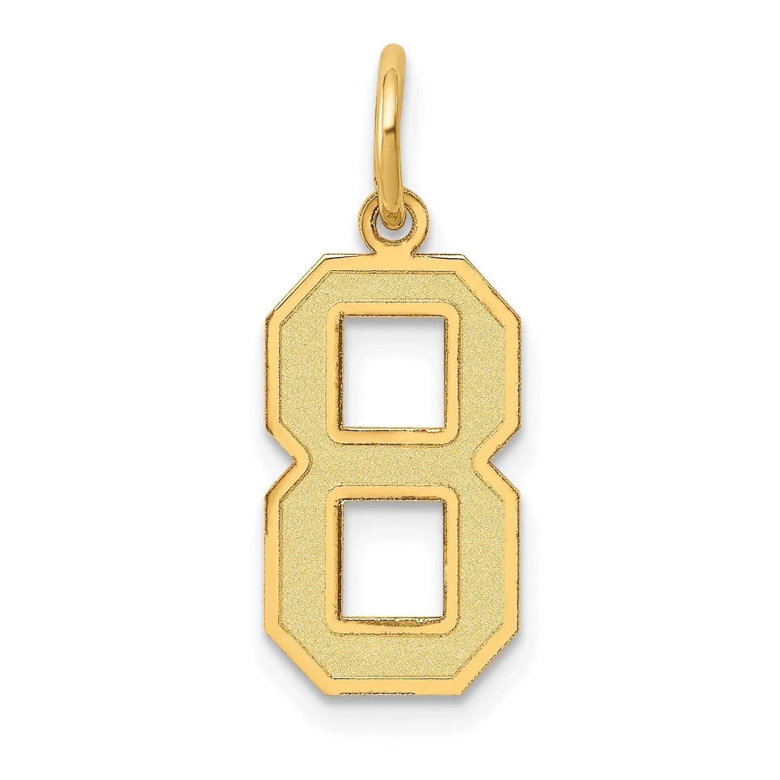 14K Yellow Gold Satin Brush Finish Number 8 Charm Pendant - Medium Size for Jewelry Making, Gift Giving & Everyday Wear