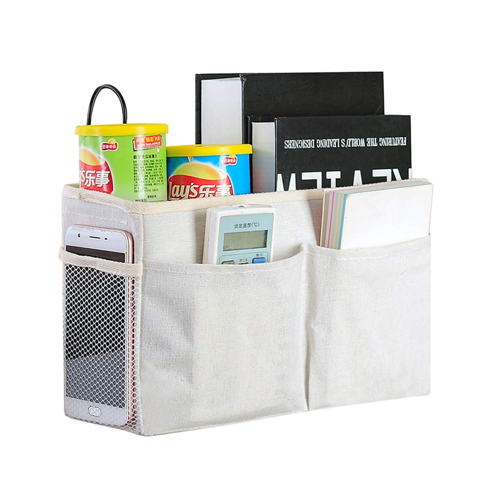 Cotton Hanging Storage Organizer with Hook - Bedside Caddy, Desktop Shelf & Basket Holder for Office, Dorm, Bathroom & Sofa - Perfect for Small Space Organization & Clutter Control