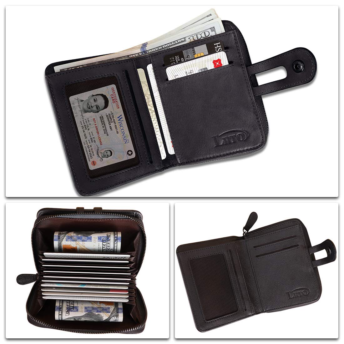 Genuine Leather RFID Wallet for Women - Handmade Clutch with Card Holder & Coin Pouch for Daily Use