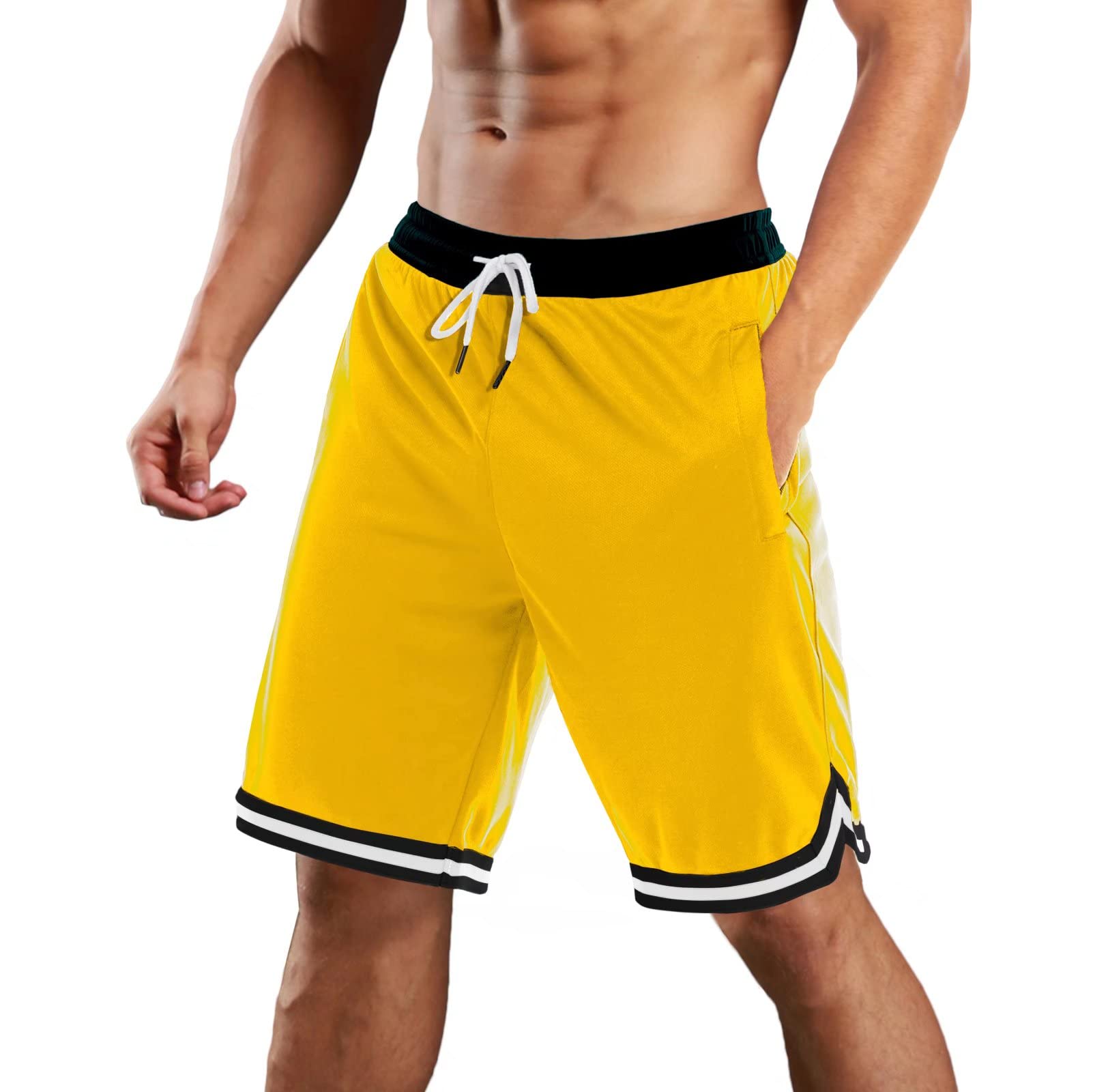 MAGCOMSEN Men's Running Shorts - Quick Dry Athletic Basketball Shorts with 2 Zipper Pockets - Lightweight Mesh Gym Workout Shorts for Jogging, Training & Sports Activities