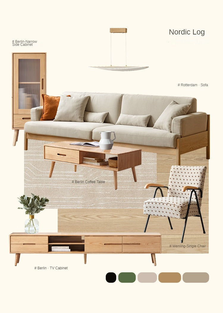 Premium OAK Solid Wood Modern Coffee Table - American Style Living Room Furniture for Home Decor & Relaxation