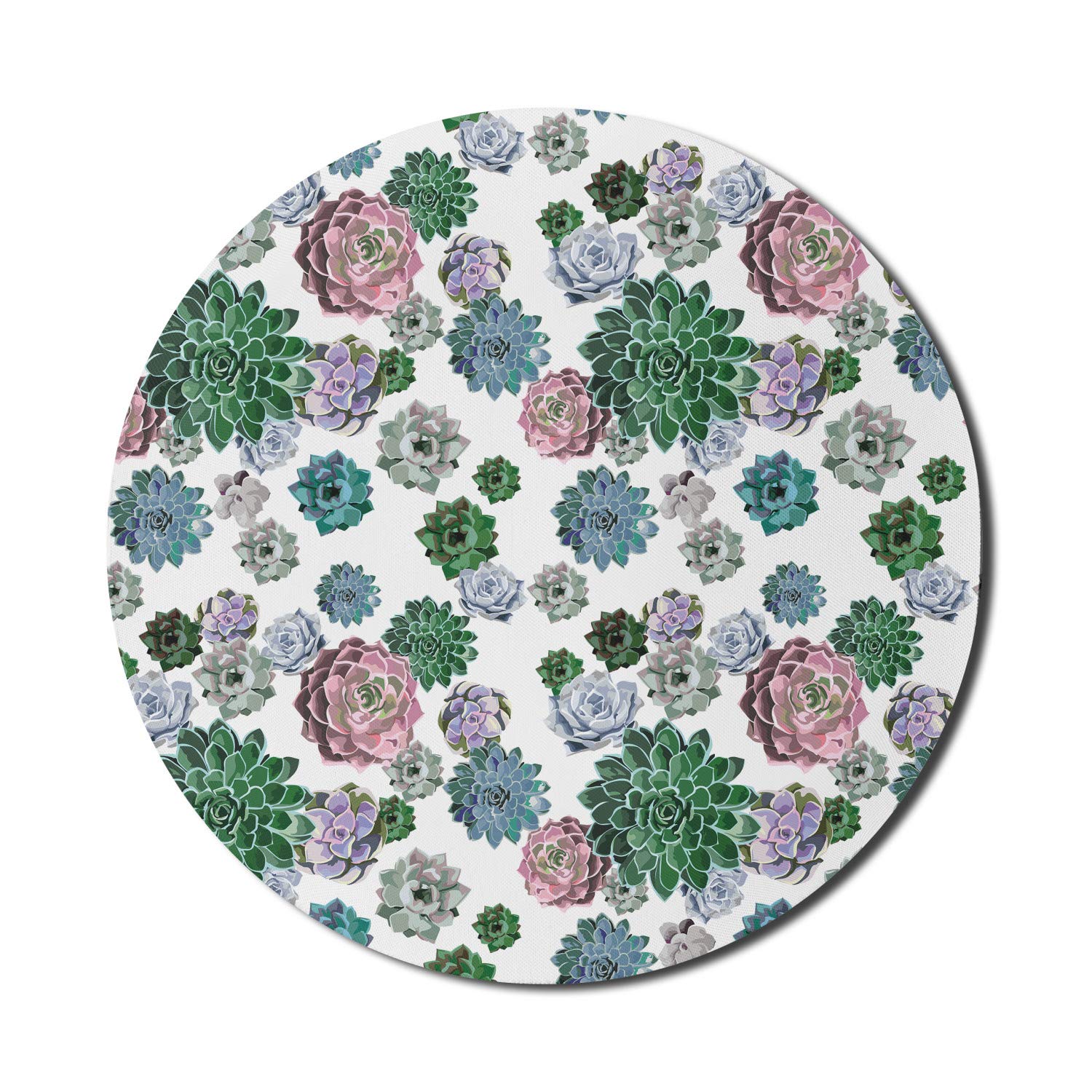 Ambesonne Round Cactus Mouse Pad - Non-Slip Thick Rubber Gaming Mousepad with Colorful Succulent Plants Tropical Design, 8 Inch for Computer & Laptop - Perfect for Office, Home & Gaming Setup