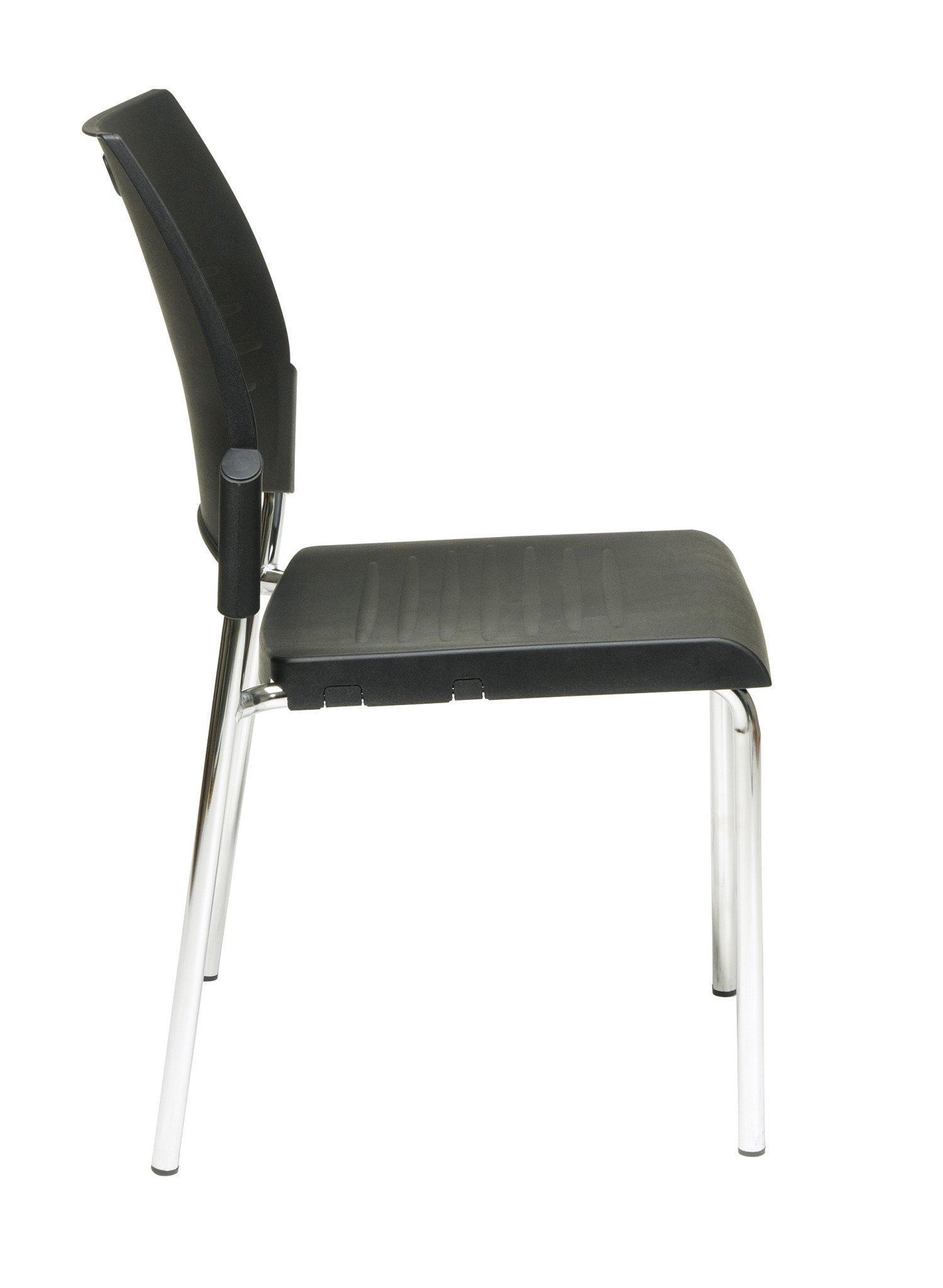 Office Star STC Series Black Plastic Stacking Chairs with Chrome Steel Frame - 4-Pack Set for Conference Rooms, Classrooms & Events | Durable Straight Leg Design