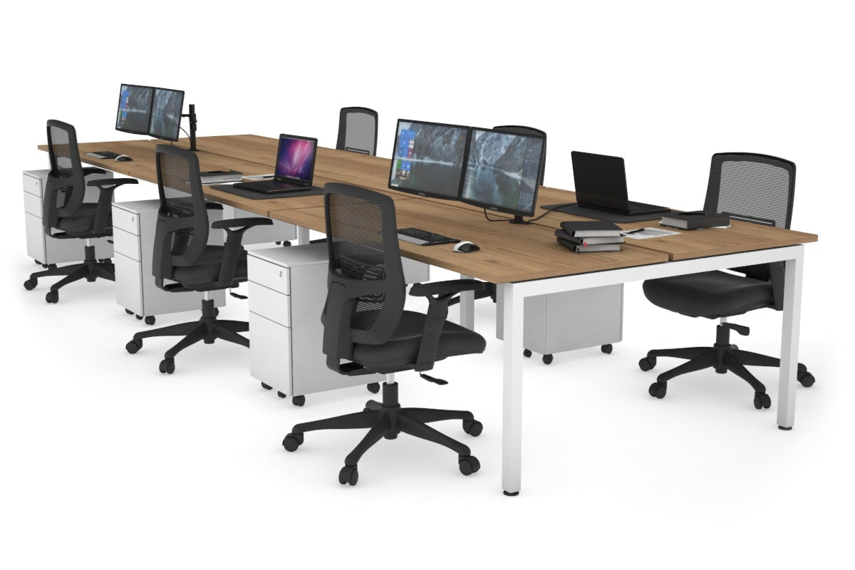 Quadro Square Legs 6-Person Office Workstation Desk [1600L x 700W] - Perfect for Team Collaboration & Open Office Spaces