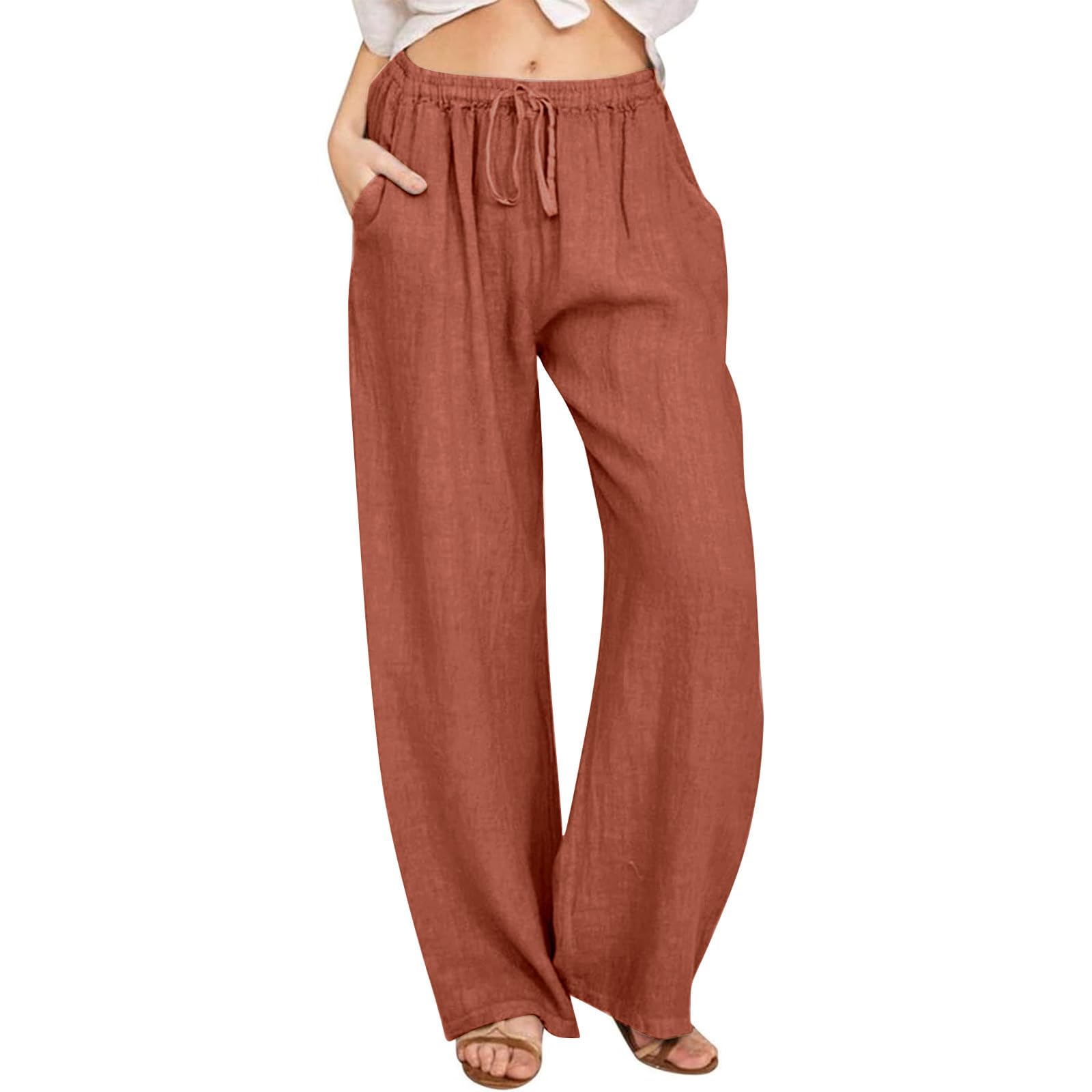 Lightweight Linen Pants for Women - Wide Leg Summer Palazzo Pants for Beach & Travel