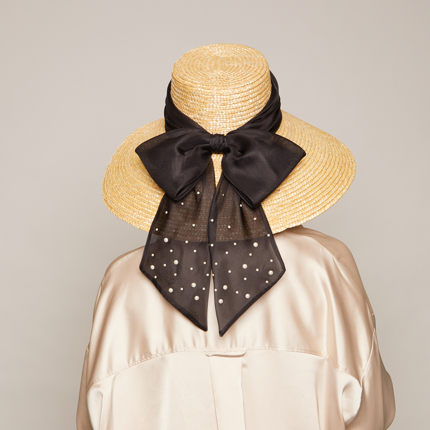 Mirabel Organza Wide Brim Sun Hat for Women - UV Protection Summer Beach Hat with Adjustable Ribbon - Perfect for Outdoor, Travel, and Vacation