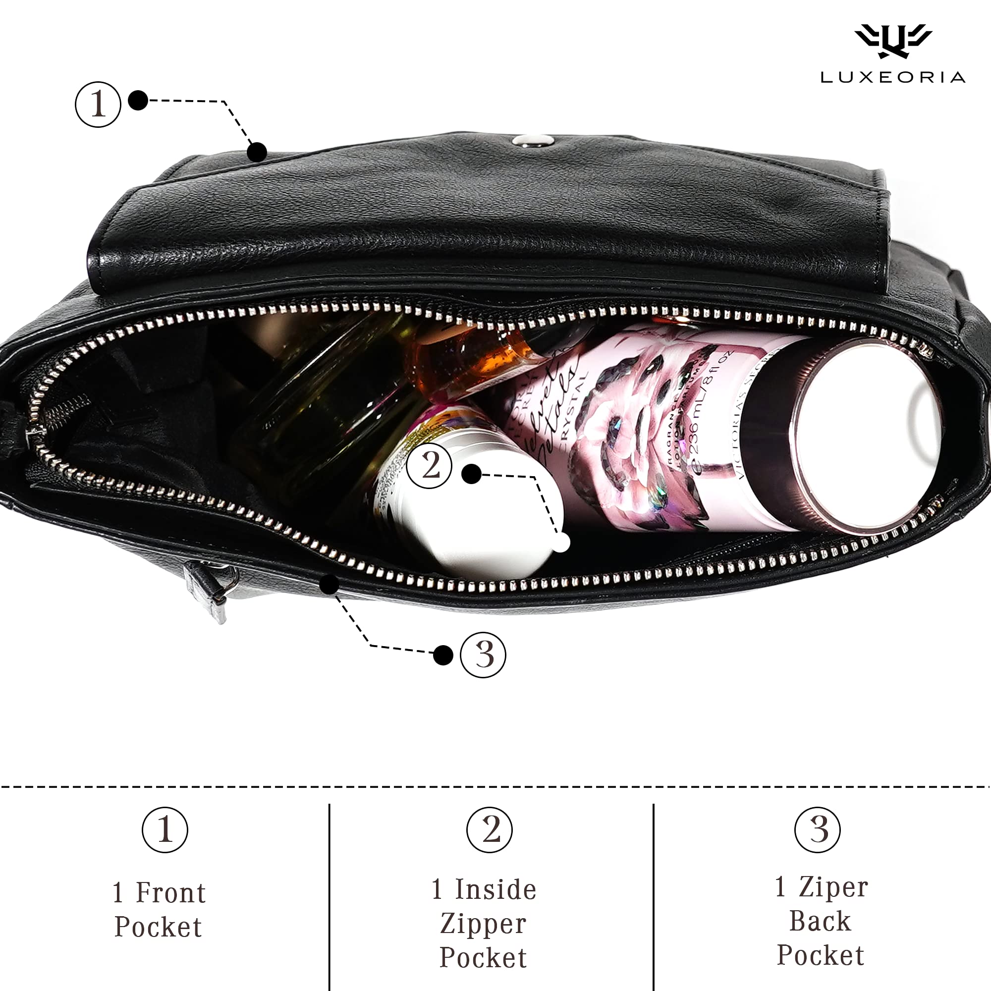 LUXEORIA Women's Leather Crossbody Bag - Small Travel Purse with Card Pockets | Perfect for Daily Use & Travel