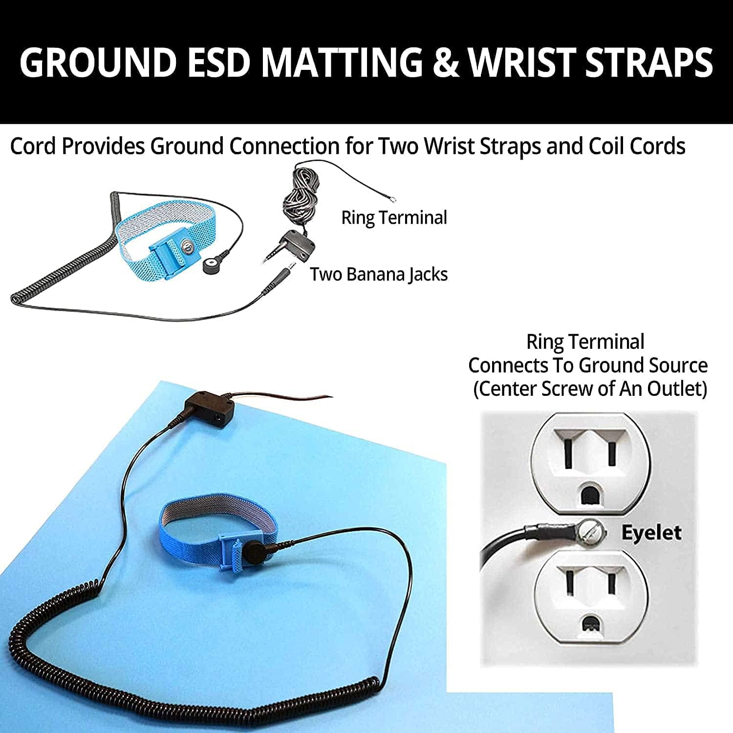 Dual Layer ESD Safe Rubber Workstation Mat Kit - 48