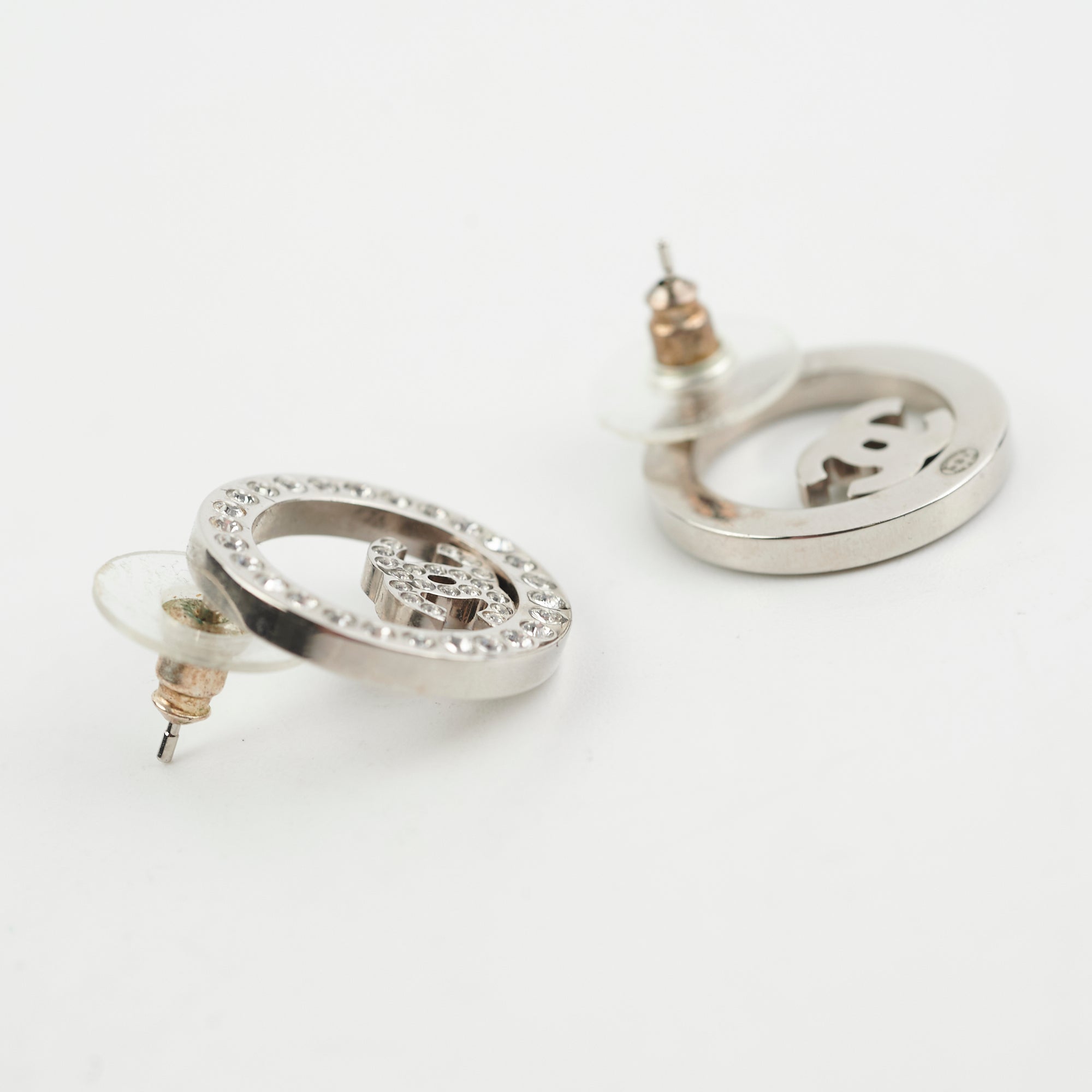 Chanel Round Rhinestone Logo Earrings - Fashion Jewelry for Women | Perfect for Parties, Weddings & Special Occasions