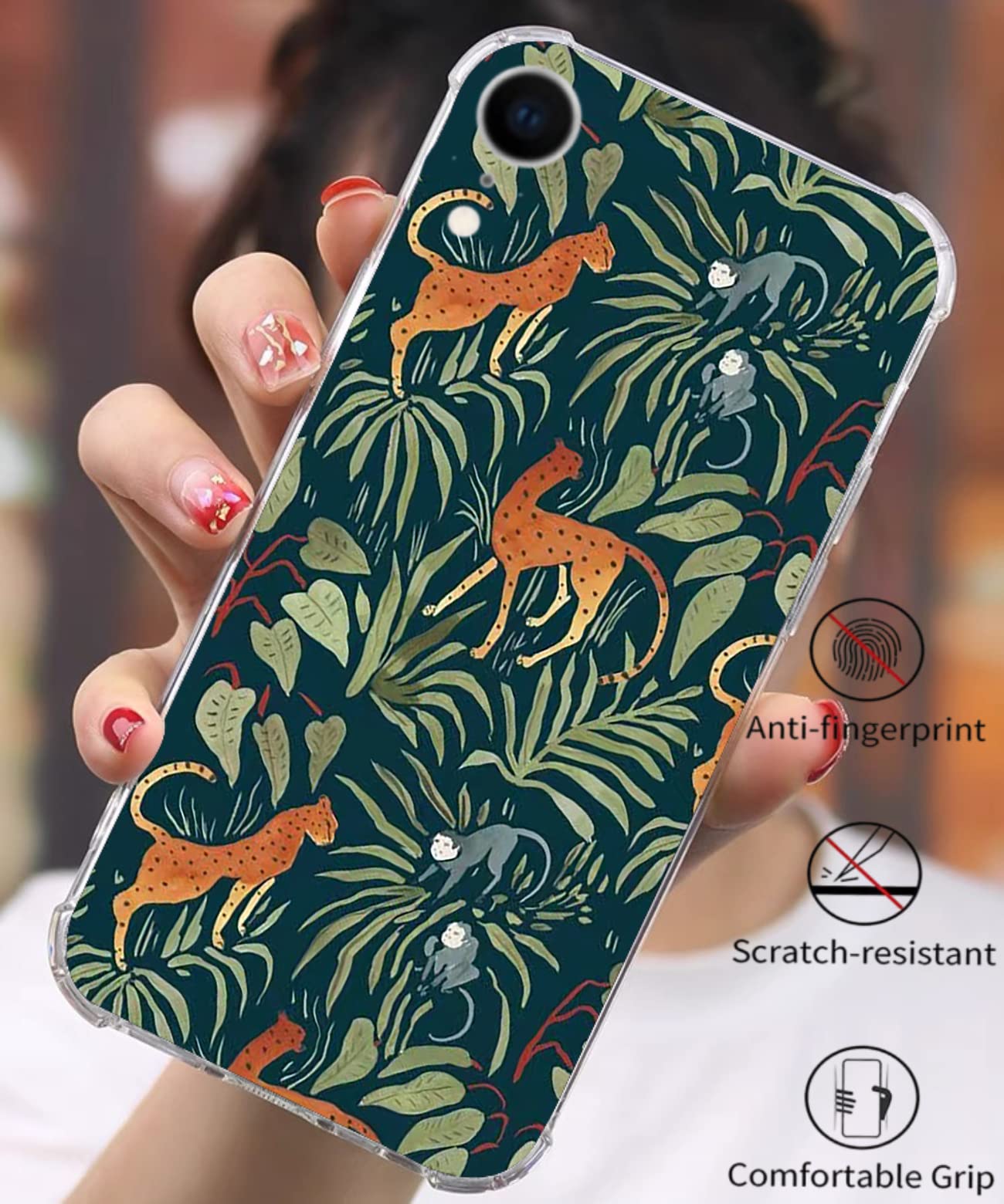 Jungle Animal iPhone XR Case - Monkey Tiger Pattern TPU Bumper Cover for Men & Women | Trendy Protective Phone Case for Daily Use, Travel & Outdoor Activities