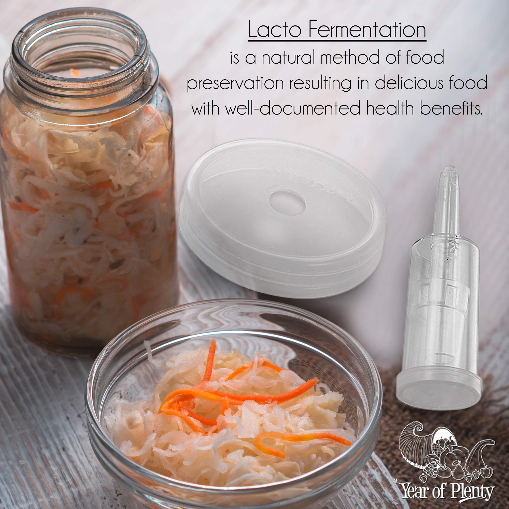 **Year of Plenty Fermenting Kit - 2 Glass Mason Jars, 2 Fermentation Weights & 2 Airtight Lids for Pickles, Sauerkraut & Kimchi - Perfect for Home Fermentation & DIY Probiotic Foods**
