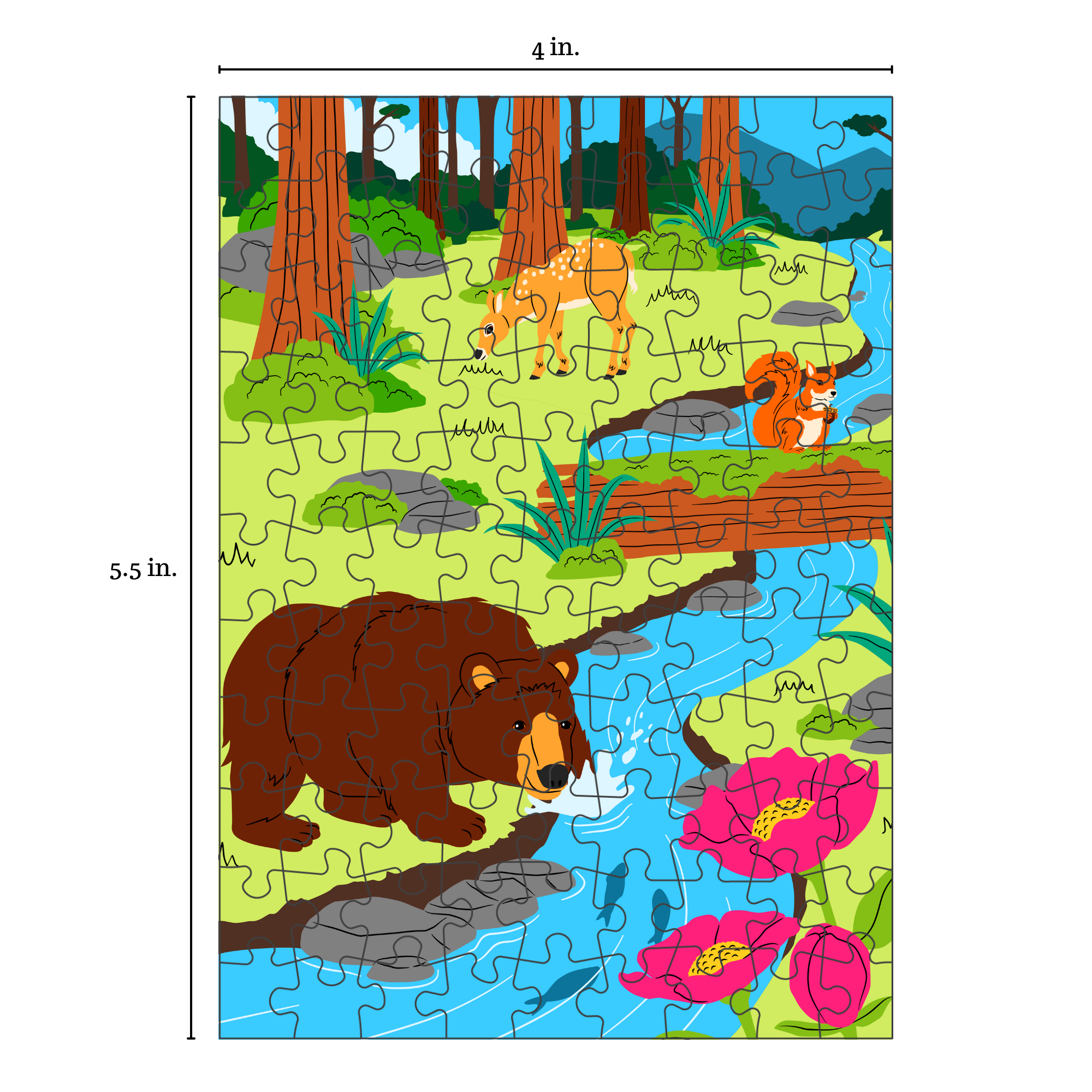 Forest Friends 99 Piece Jigsaw Puzzle for Kids - Educational Wooden Puzzle Toy for Family Game Night & Classroom Activities