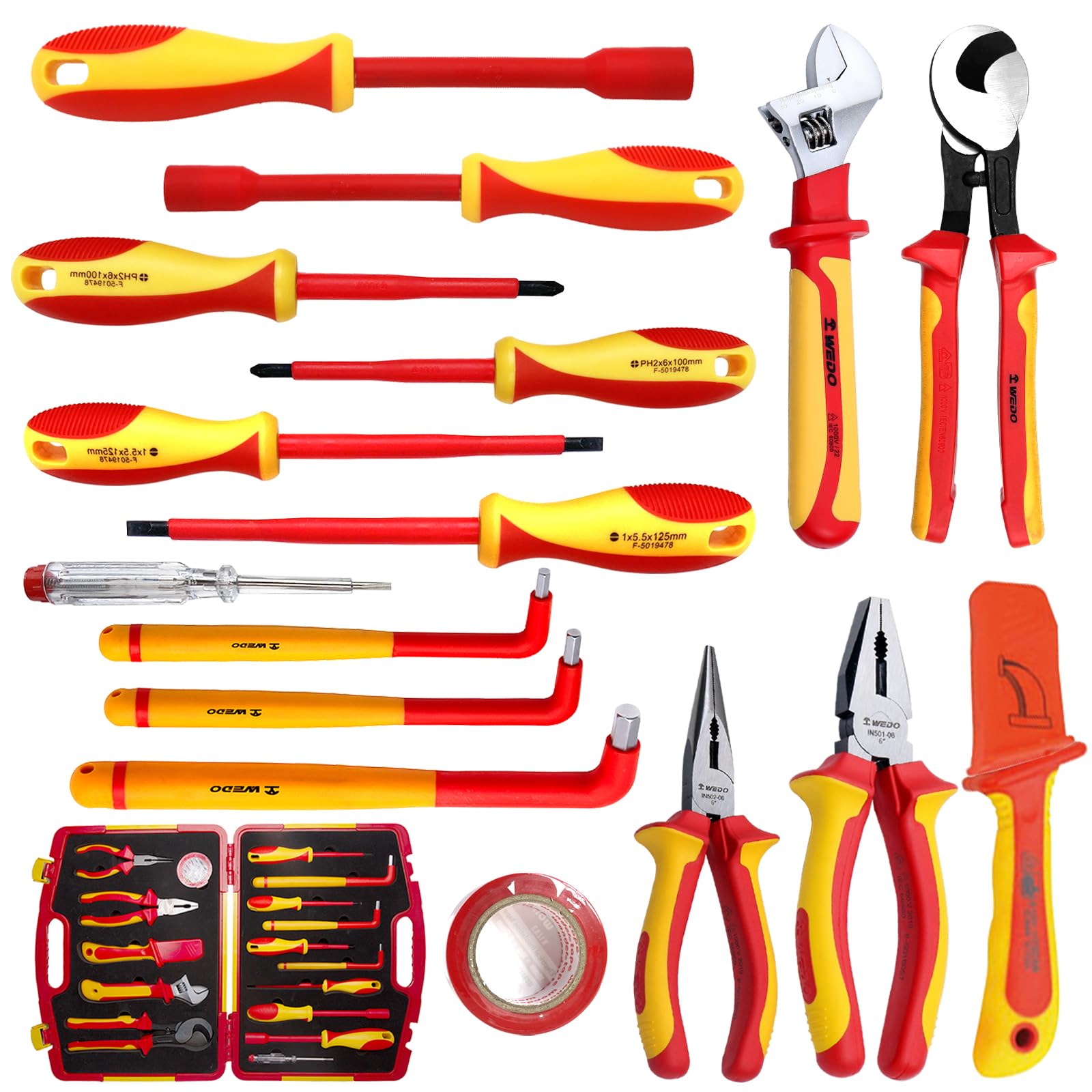 16Pcs 1000V Insulated Tool Set with Screwdriver & Pliers - Electrician Repair Kit for Home DIY Projects
