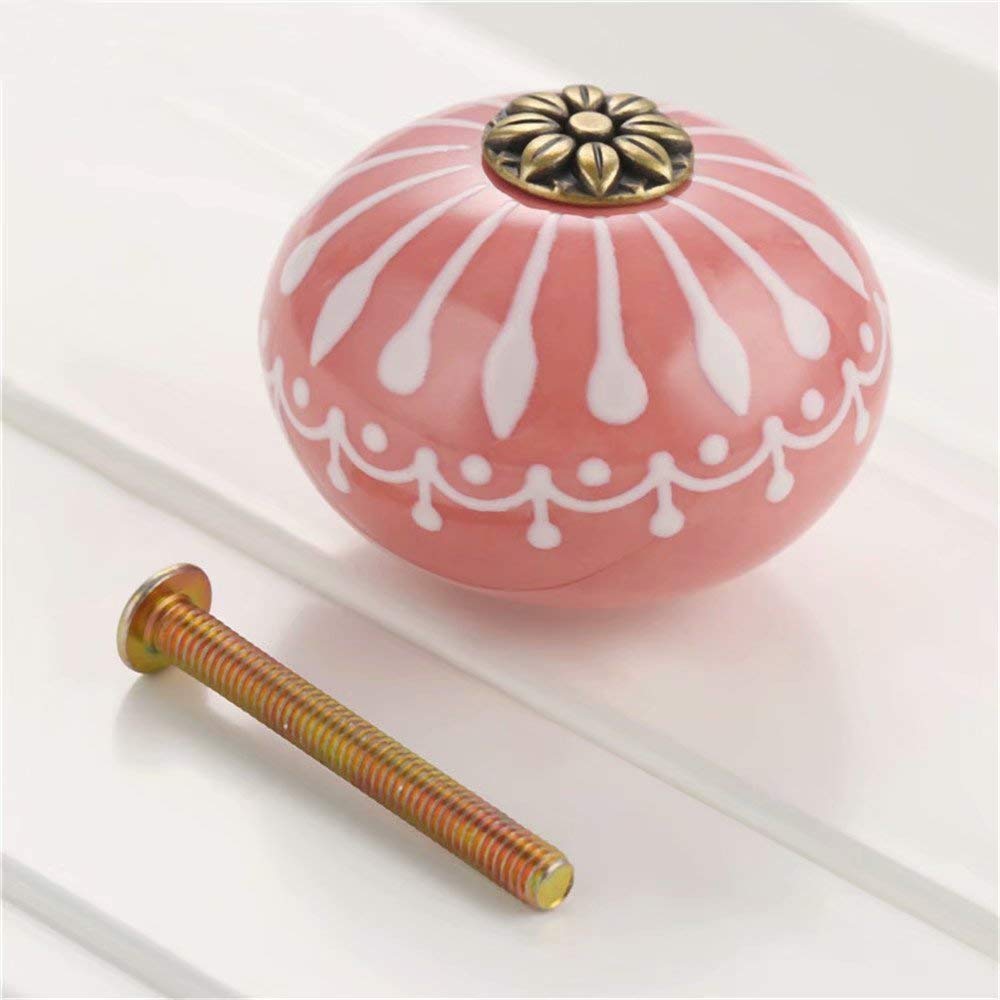 6-Pack Pink Ceramic Cabinet Knobs - Round Drawer Pulls for Cupboard, Dresser & Furniture (Perfect for Kitchen, Bathroom & DIY Home Decor)