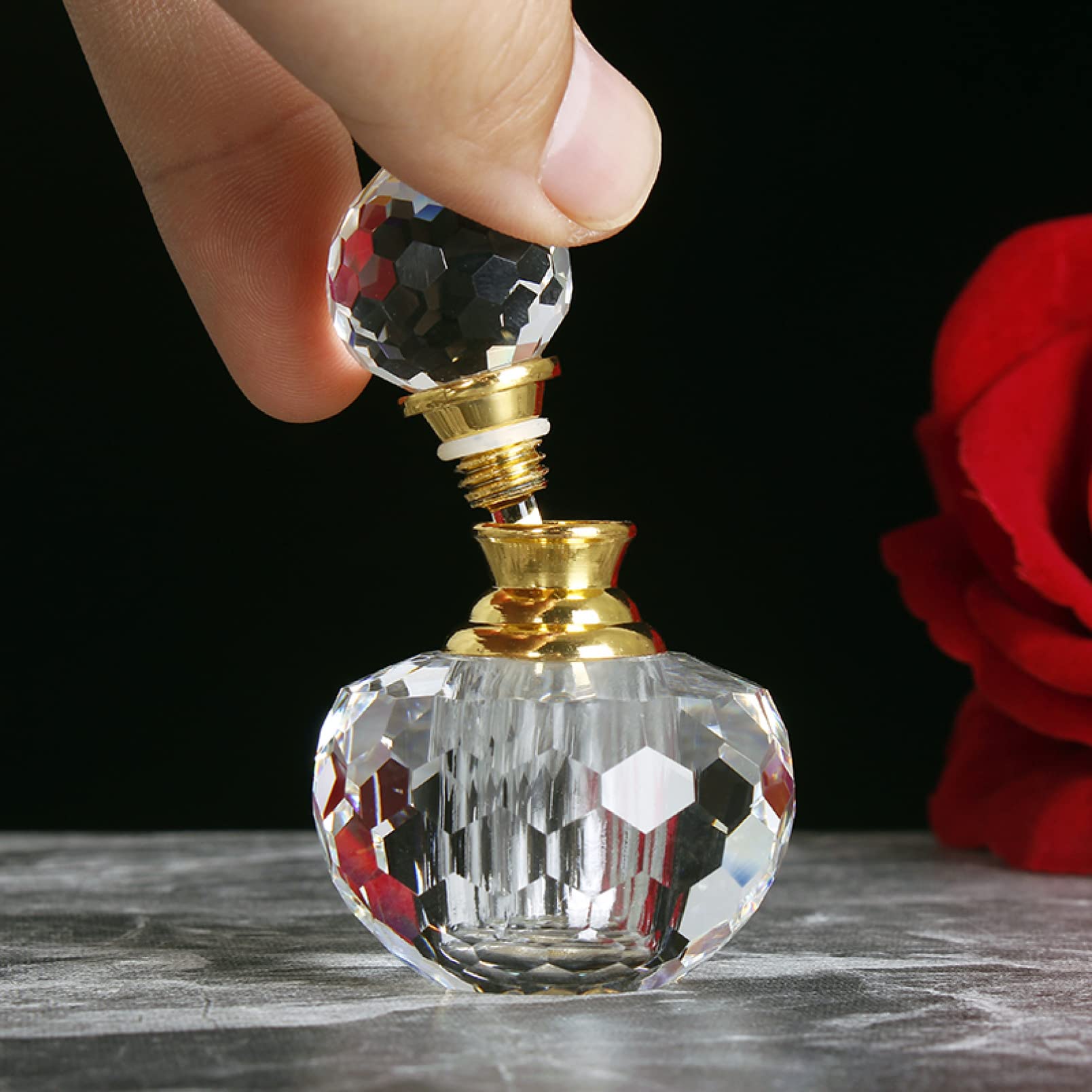 AERICKON K9 1ML Refillable Crystal Glass Perfume Bottle - Travel Essential Oil Container for Wedding Favors, Gifts & Aromatherapy Use