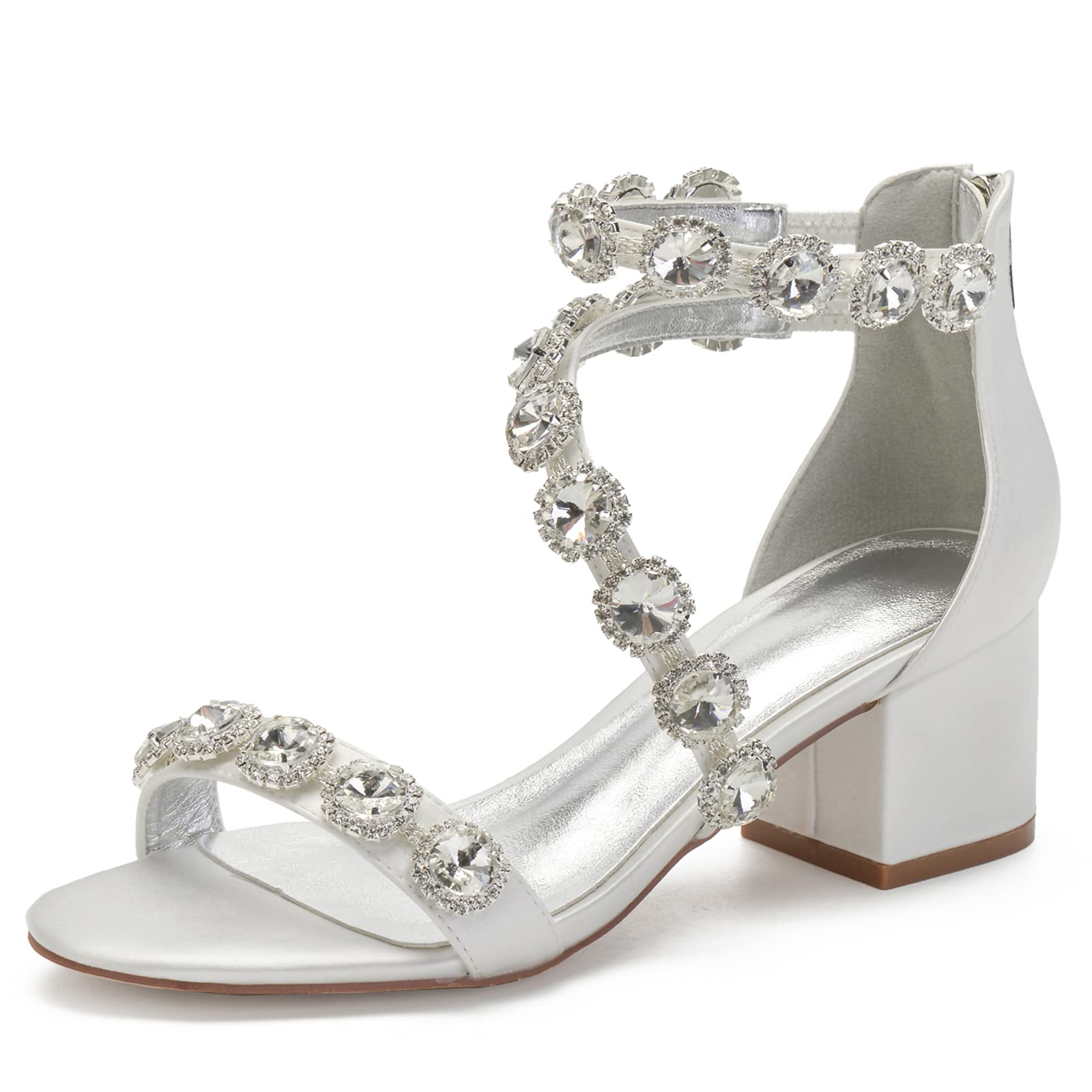Ivory Satin Open Toe Wedding Shoes for Bride - 2.16