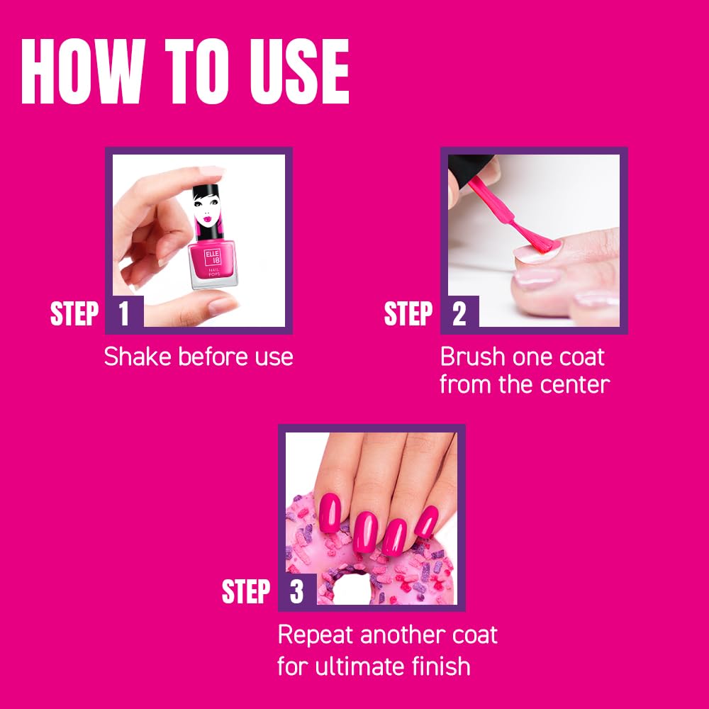 Elle 18 Nail Pops Nail Polish - Shade 121 (5ml) | Long-Lasting & Vibrant Color | Perfect for Manicures, Pedicures & Nail Art