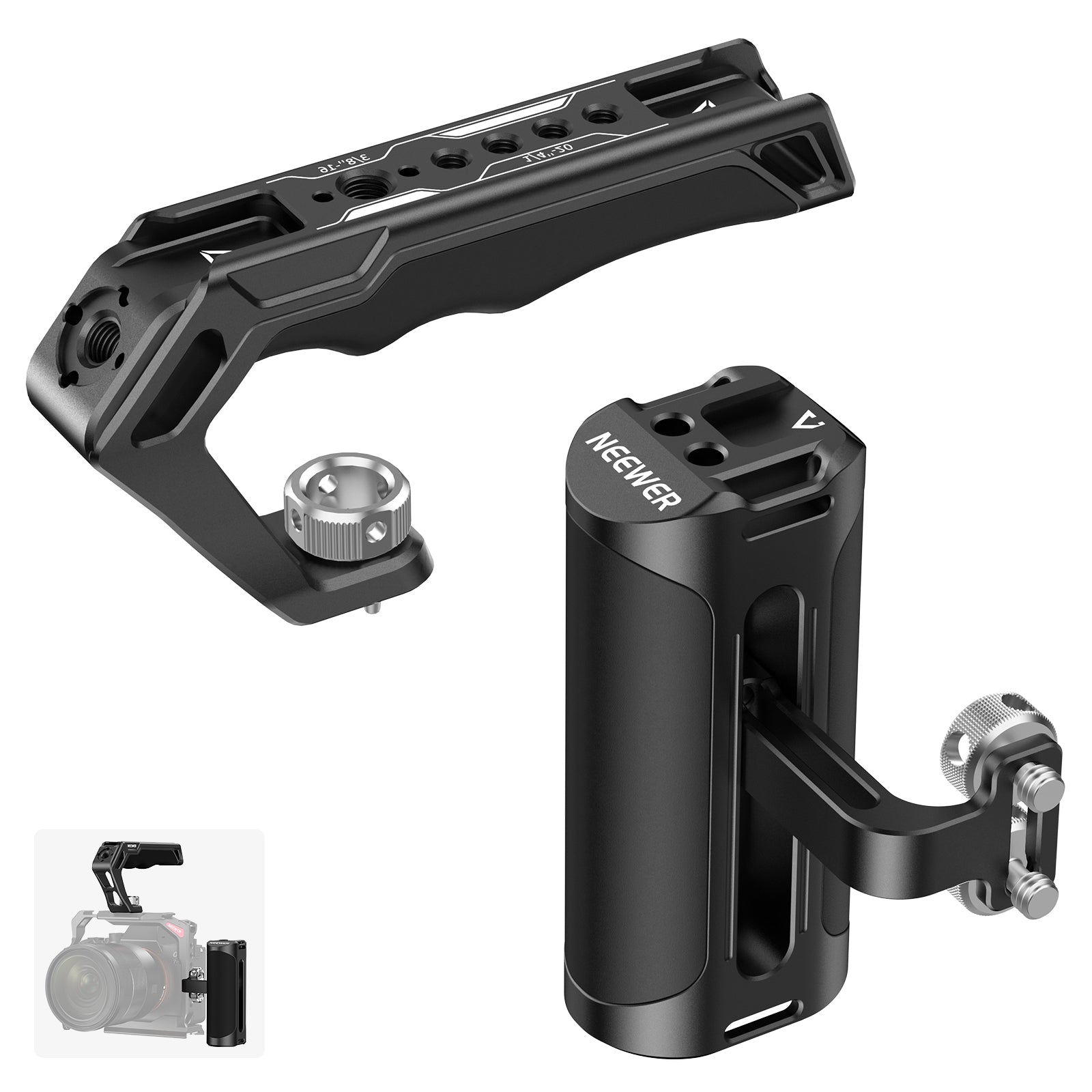 NEEWER CA007 Top Handle & VS105 Side Handle Grip Kit for DSLR Camera - Professional Video Shooting & Vlogging Accessories for Sony Canon Nikon Cameras