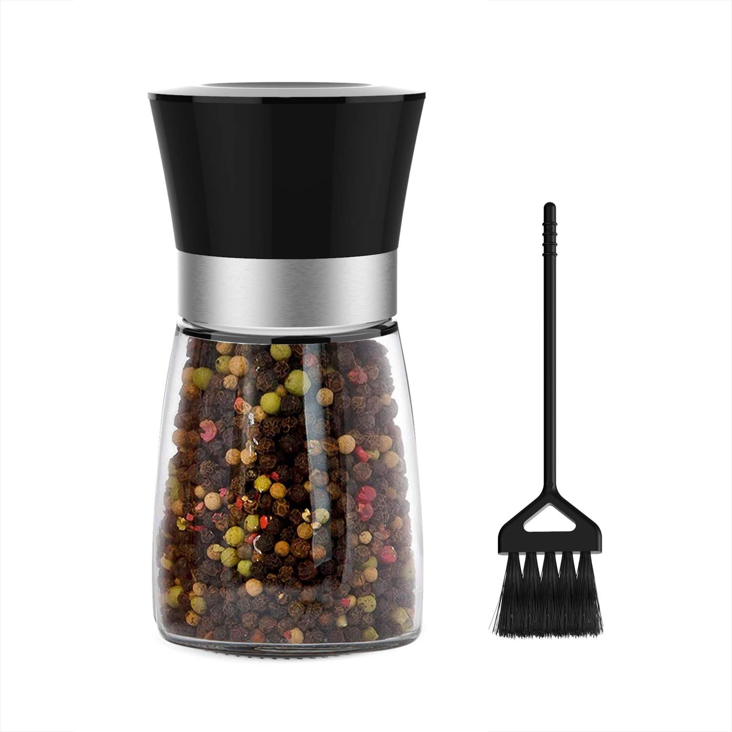 Epare Premium One-Handed Salt and Pepper Grinder Set - Mini Unicorn Design Spice Mill for Kitchen, Dining & Travel - Adjustable Ceramic Grinder (Black) - Perfect for Home Cooking, Camping & Gifts