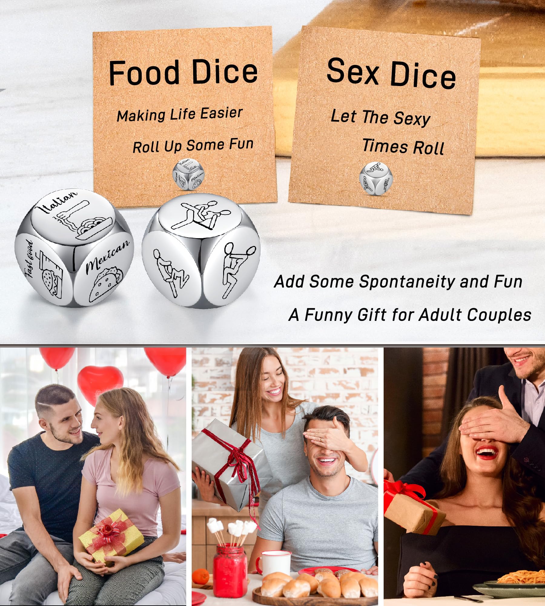 Valentine's Day Gifts for Him - Romantic Dice Game for Couples, Funny Date Night Ideas, Unique Anniversary & Christmas Presents for Boyfriend/Husband - Perfect for Birthdays, Stocking Stuffers & Romantic Evenings