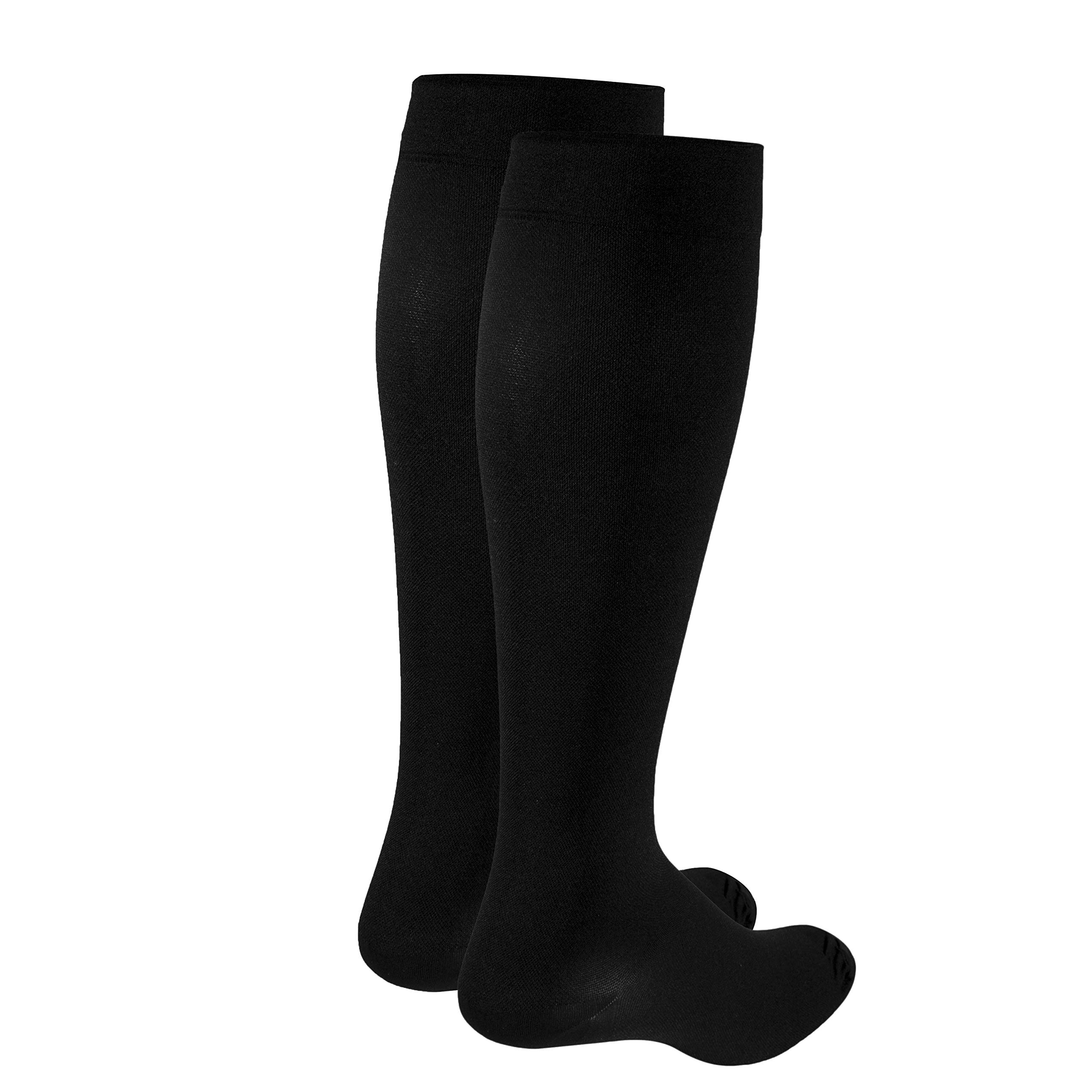 Truform 18 mmHg Compression Stockings for Men & Women - Knee High, Closed Toe, Black, X-Large - Ideal for Post-Surgery Recovery, Varicose Veins & Travel Comfort