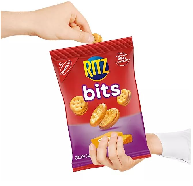 RITZ Bits Cheese Sandwich Crackers - 30 Pack (1.5oz Each) | Individually Wrapped Snack Packs | Perfect for School Lunches, Office Snacks & On-the-Go Treats
