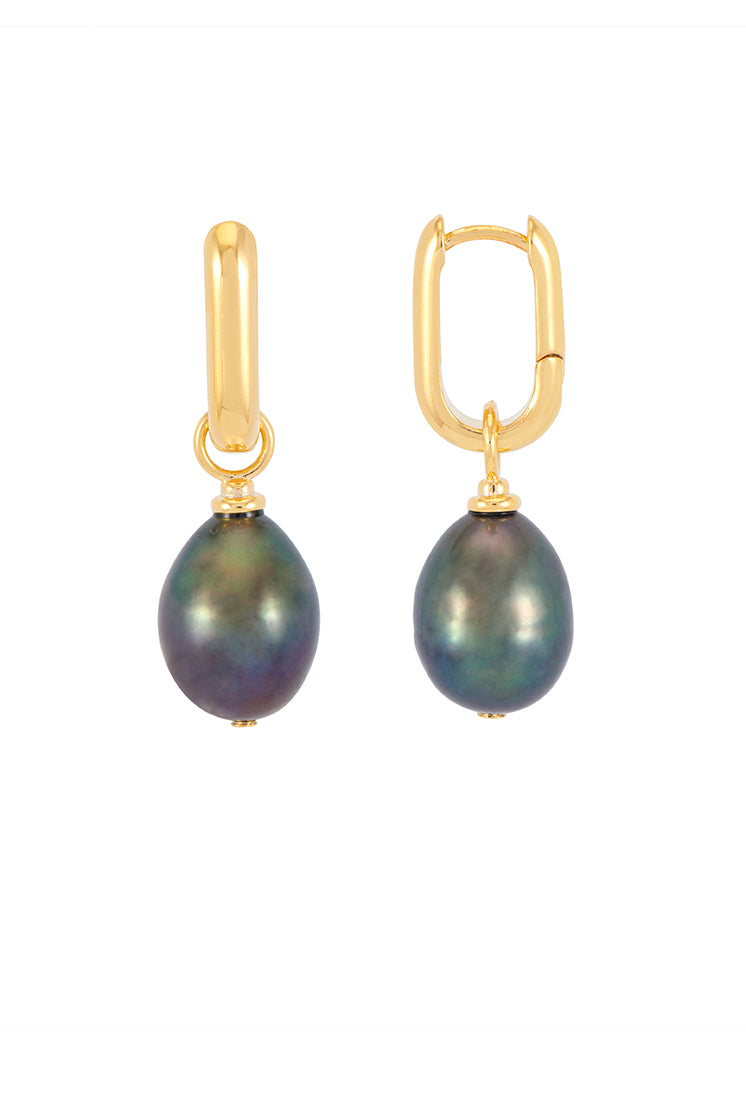 Blue Pearl Drop Link Earrings for Women – Elegant Dangle Jewelry for Party, Wedding & Evening Wear – Hypoallergenic & Lightweight Fashion Accessories