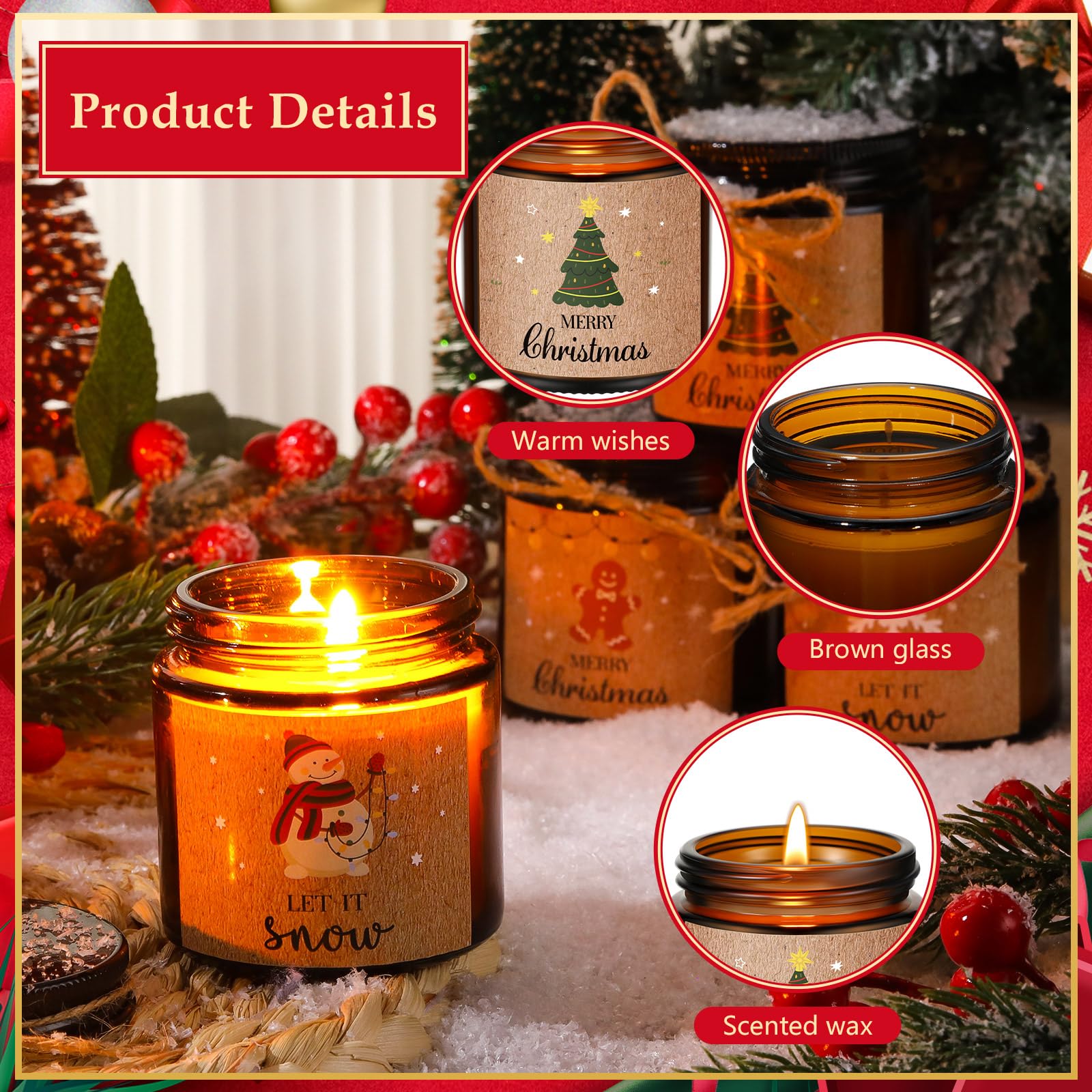 12 Pcs Christmas Scented Candles - Aromatherapy Gifts for Women, Home & Yoga (Cute Style)